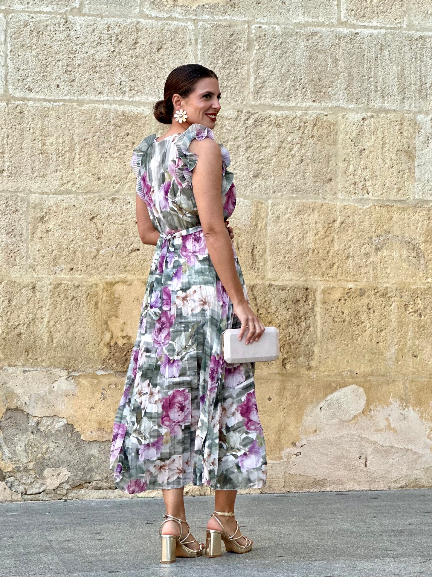 Vestido Luz Floral kaki