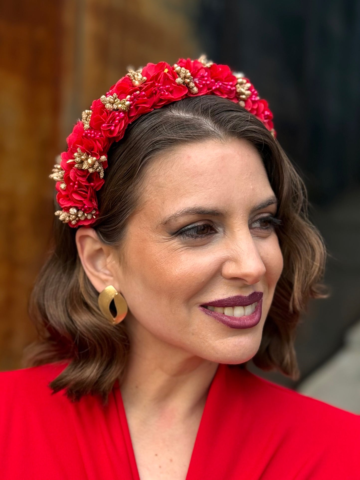Diadema floral Roja