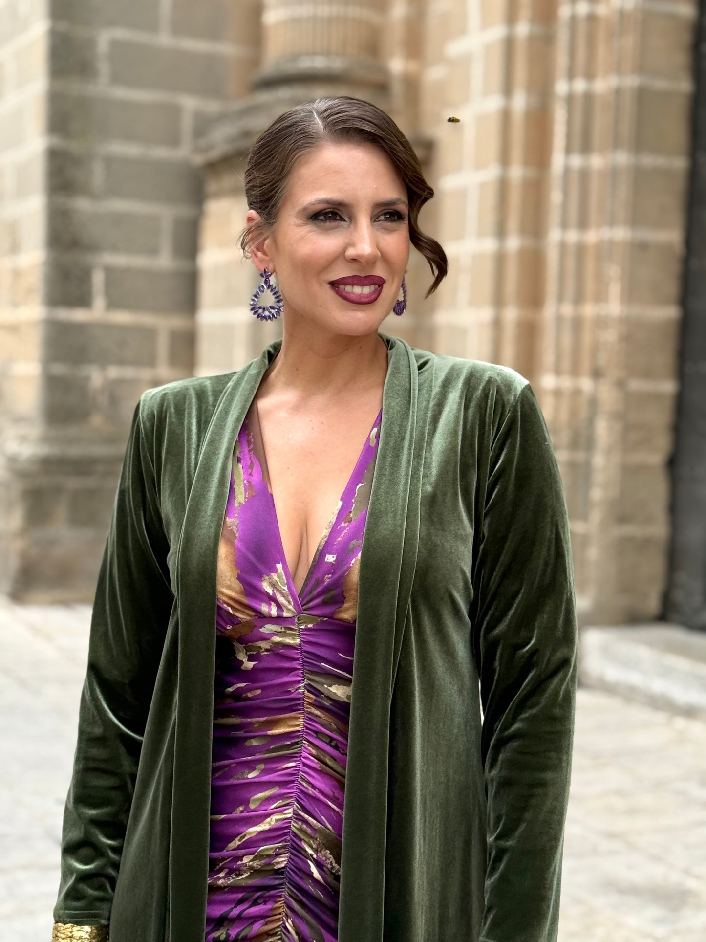 Kimono de Terciopelo Verde Kaki