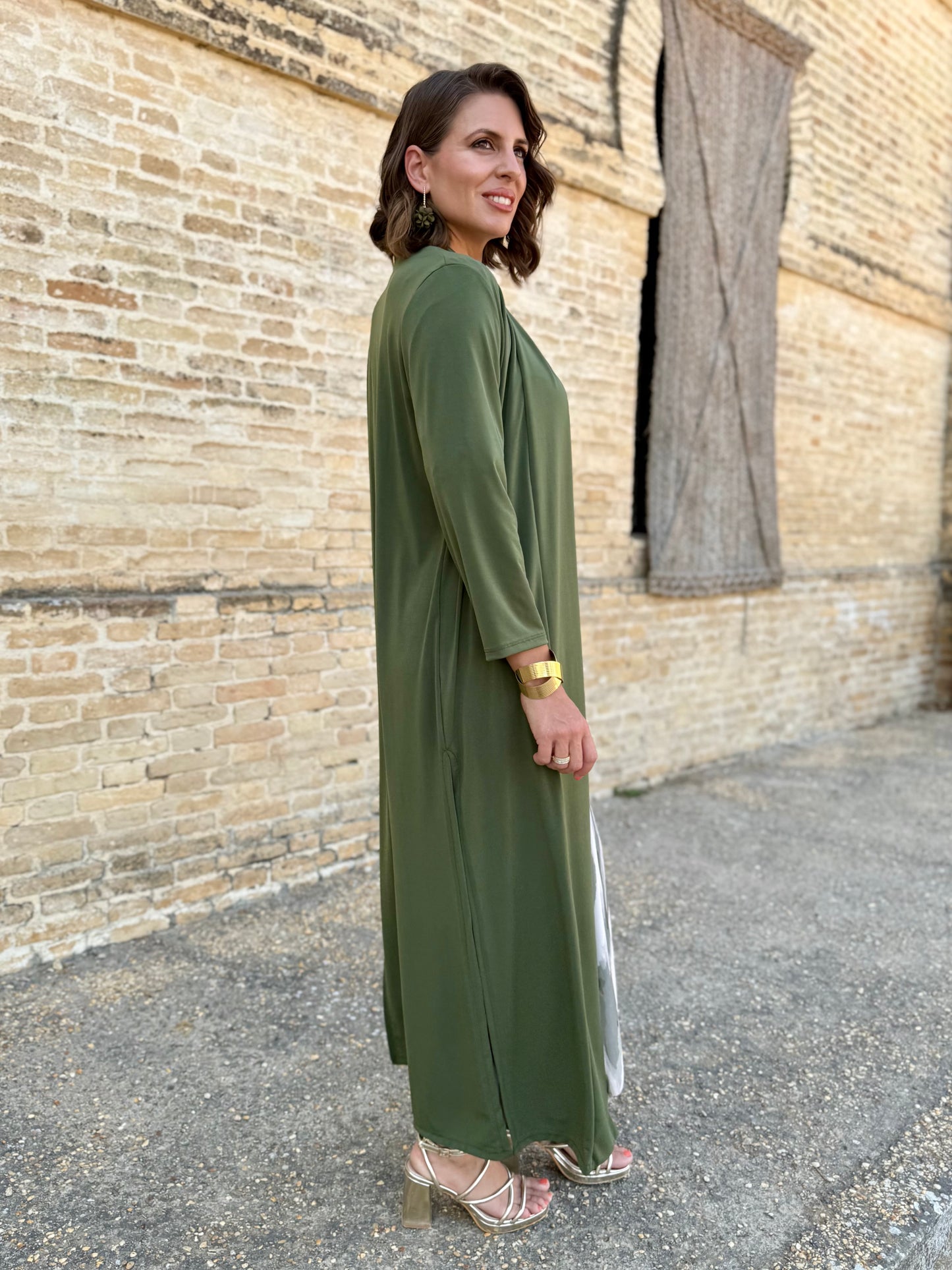 Kimono Punto de Seda Kaki