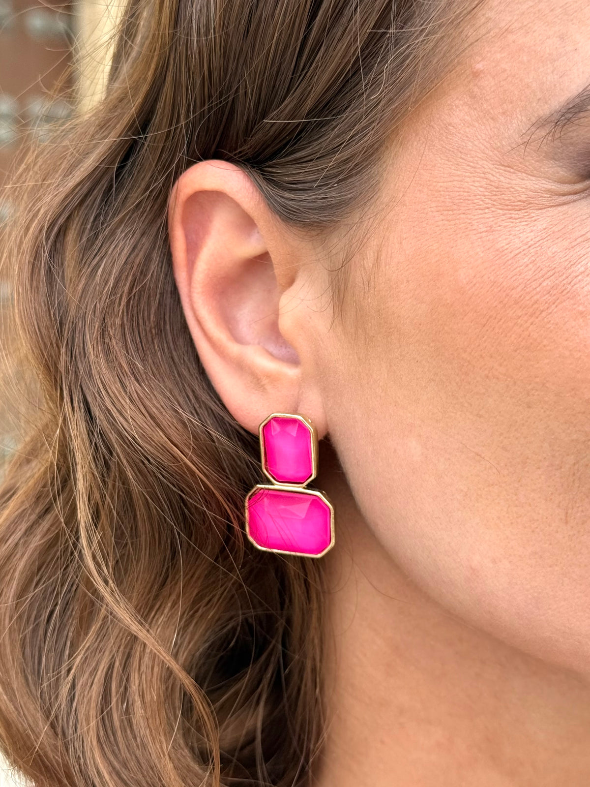 Pendientes luna Fucsia