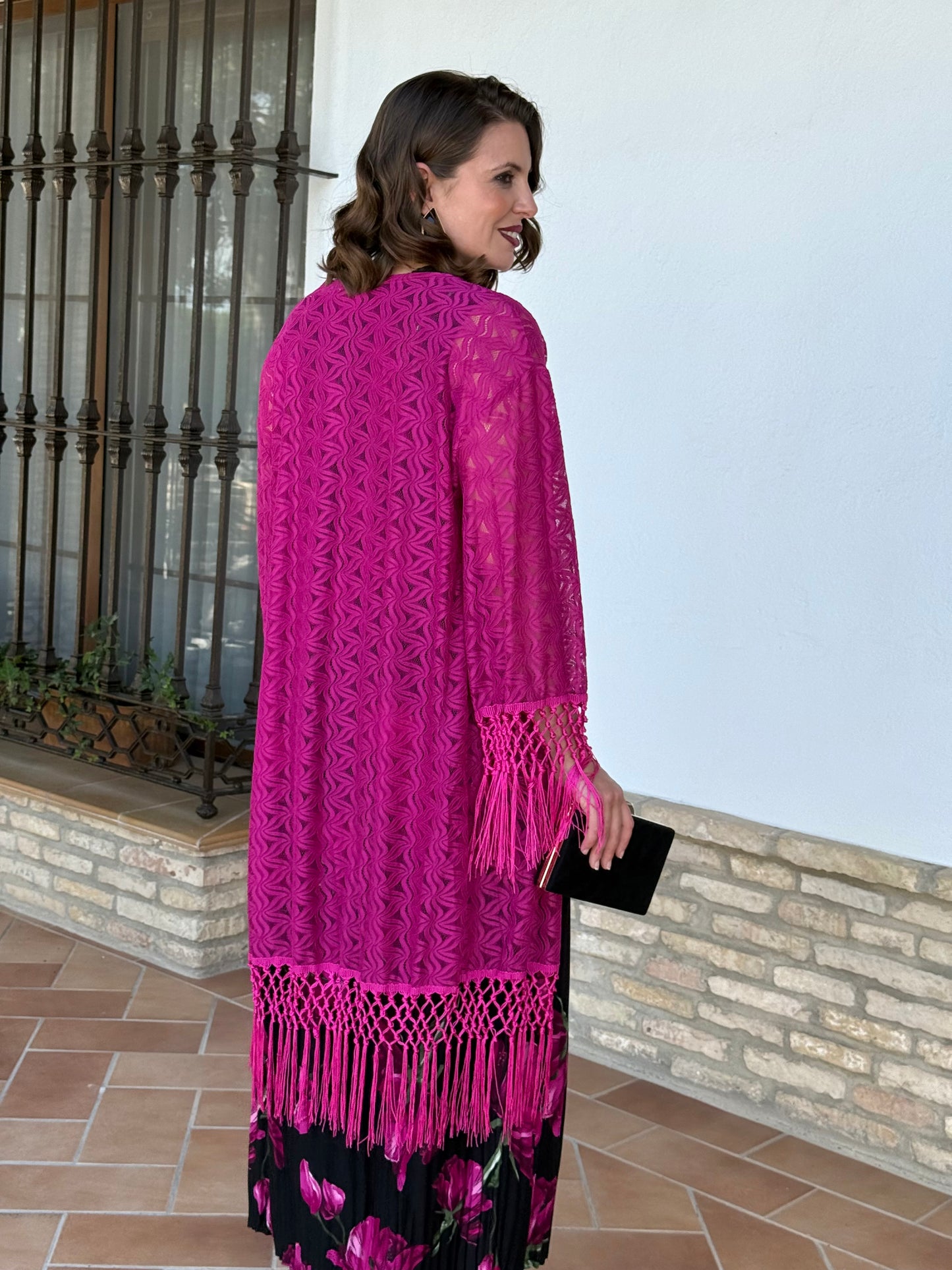 Kimono Chal De Encaje Buganvilla
