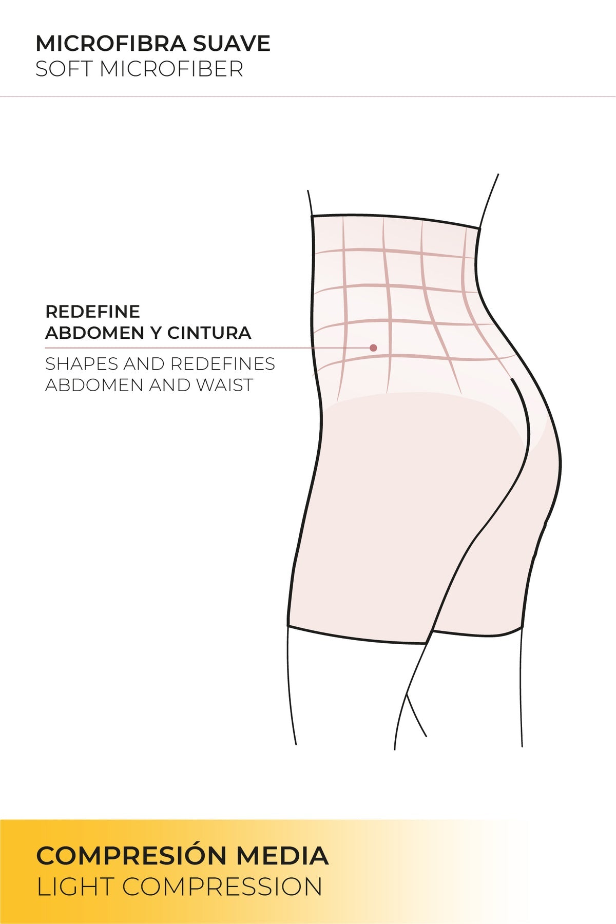 Faja Alta Abdominal Reductora Tejido de Tul compresión Media Visón