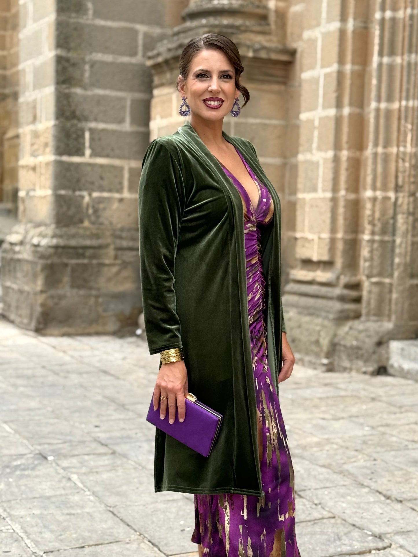 Kimono de Terciopelo Verde Kaki