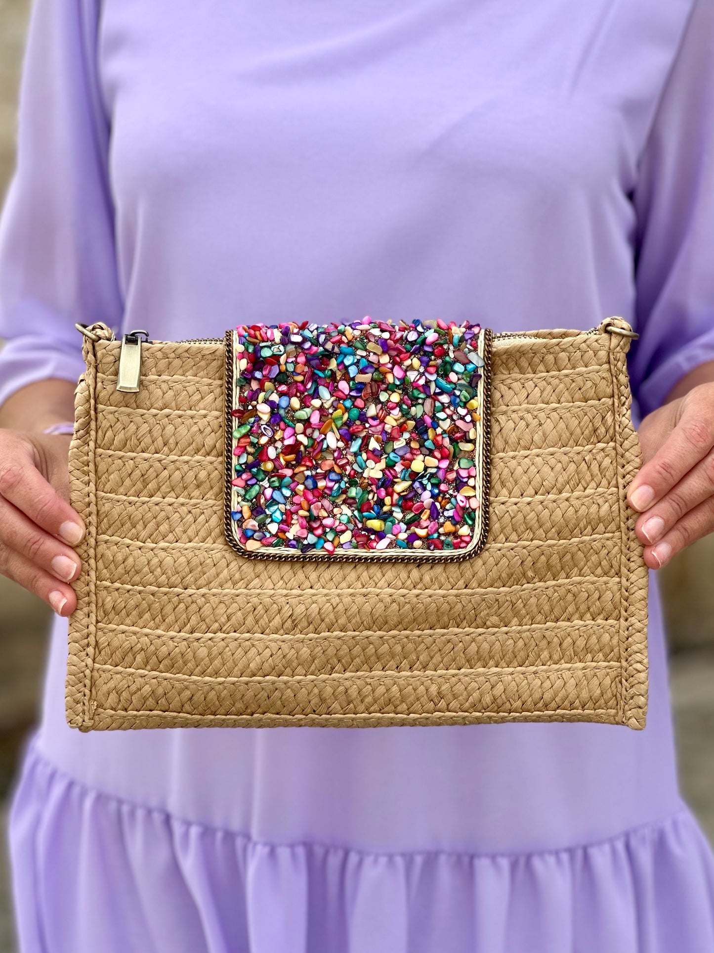 Cartera Rafia/Piedras