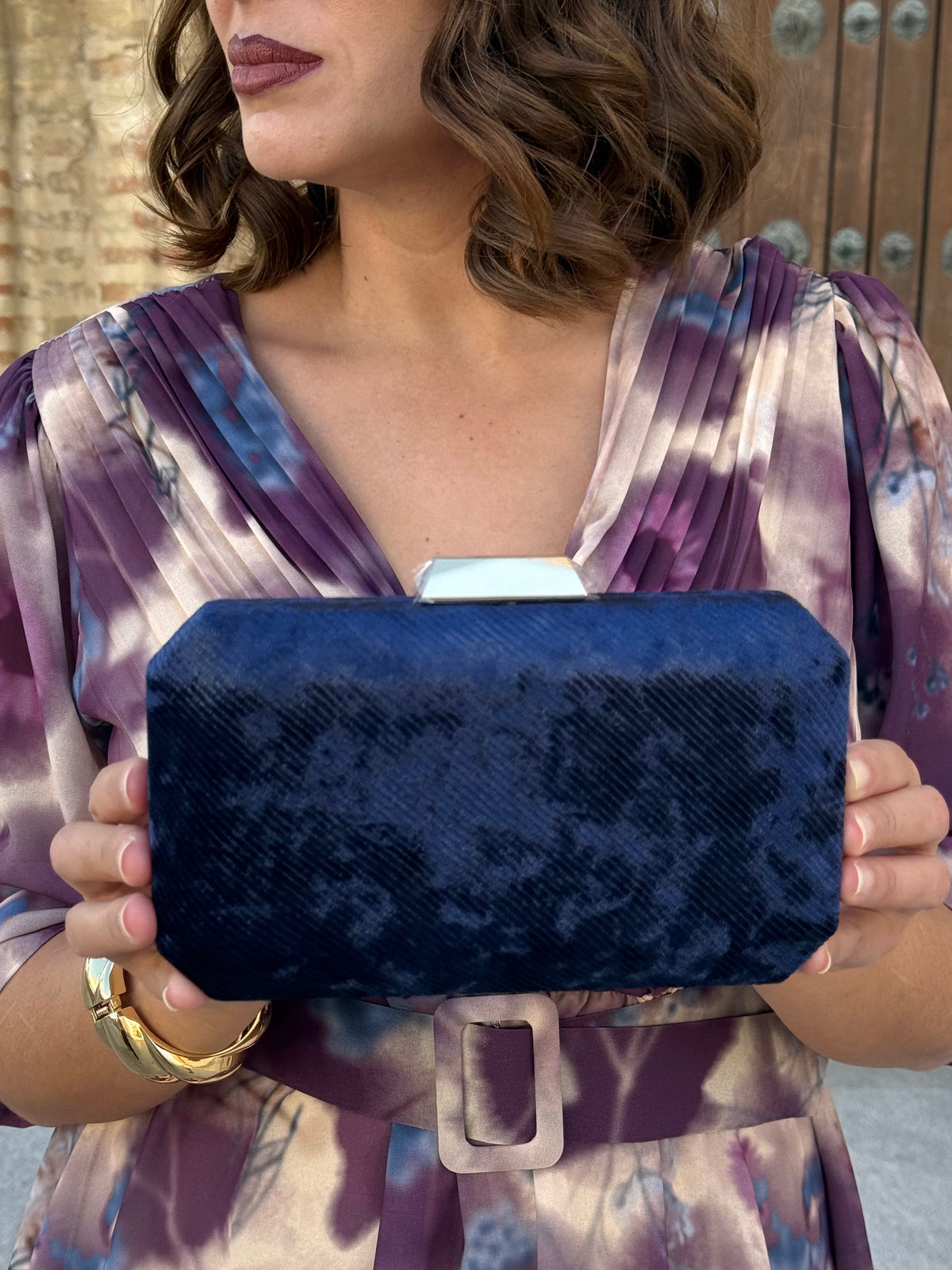 Bolso Kenia Terciopelo Azul Marino