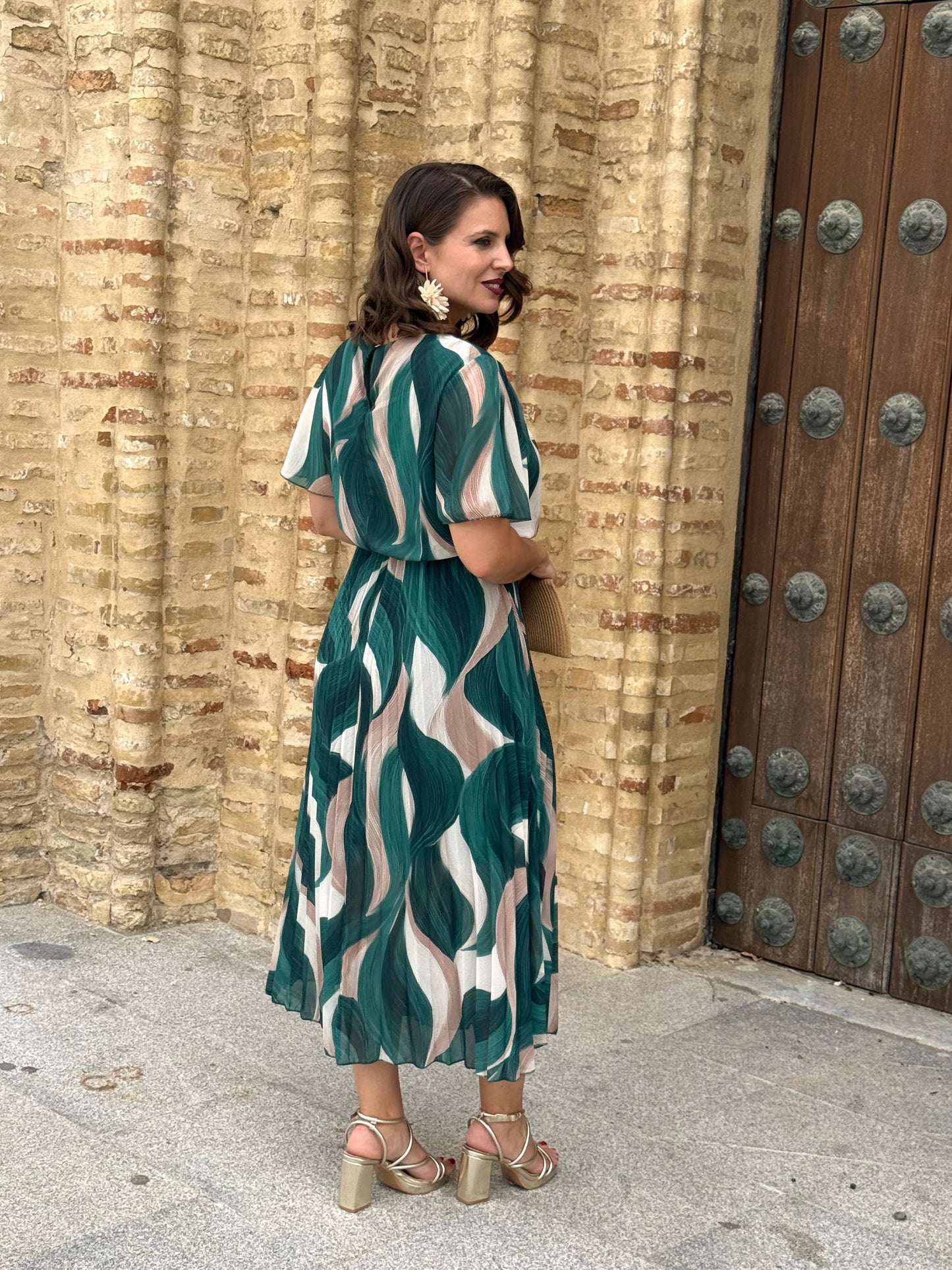 Vestido Niebla Estampado Verde