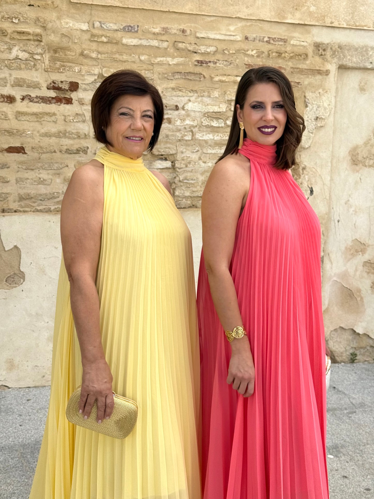 Vestido Grecia Plisado Coral