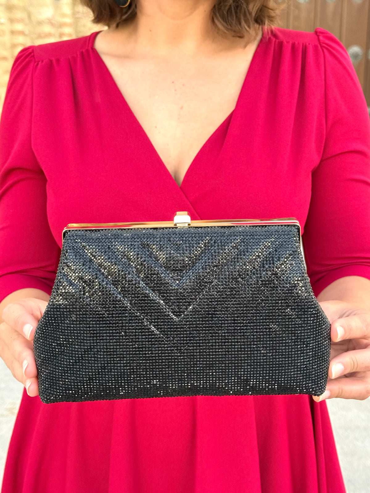 Bolso de fiesta con pedrería Negro