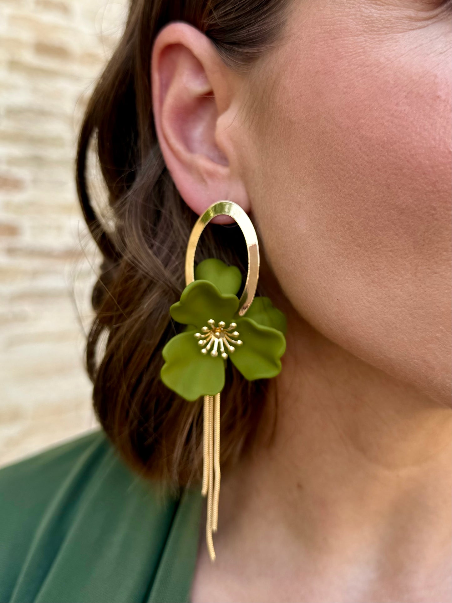 Pendientes Flor Verde