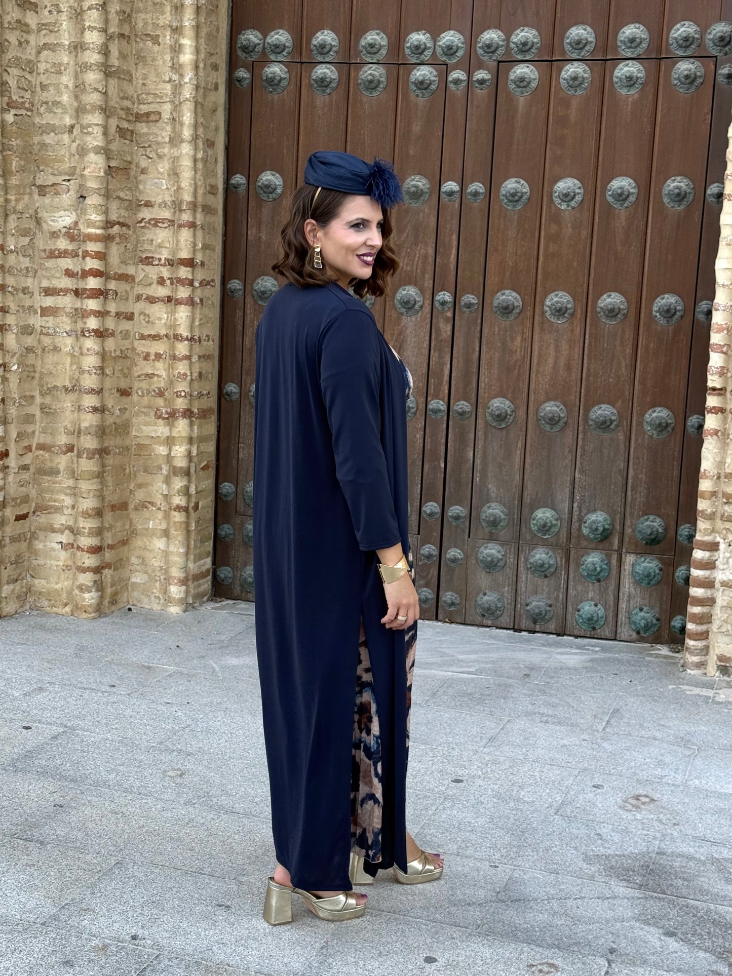 Kimono Punto de Seda Azul Marino