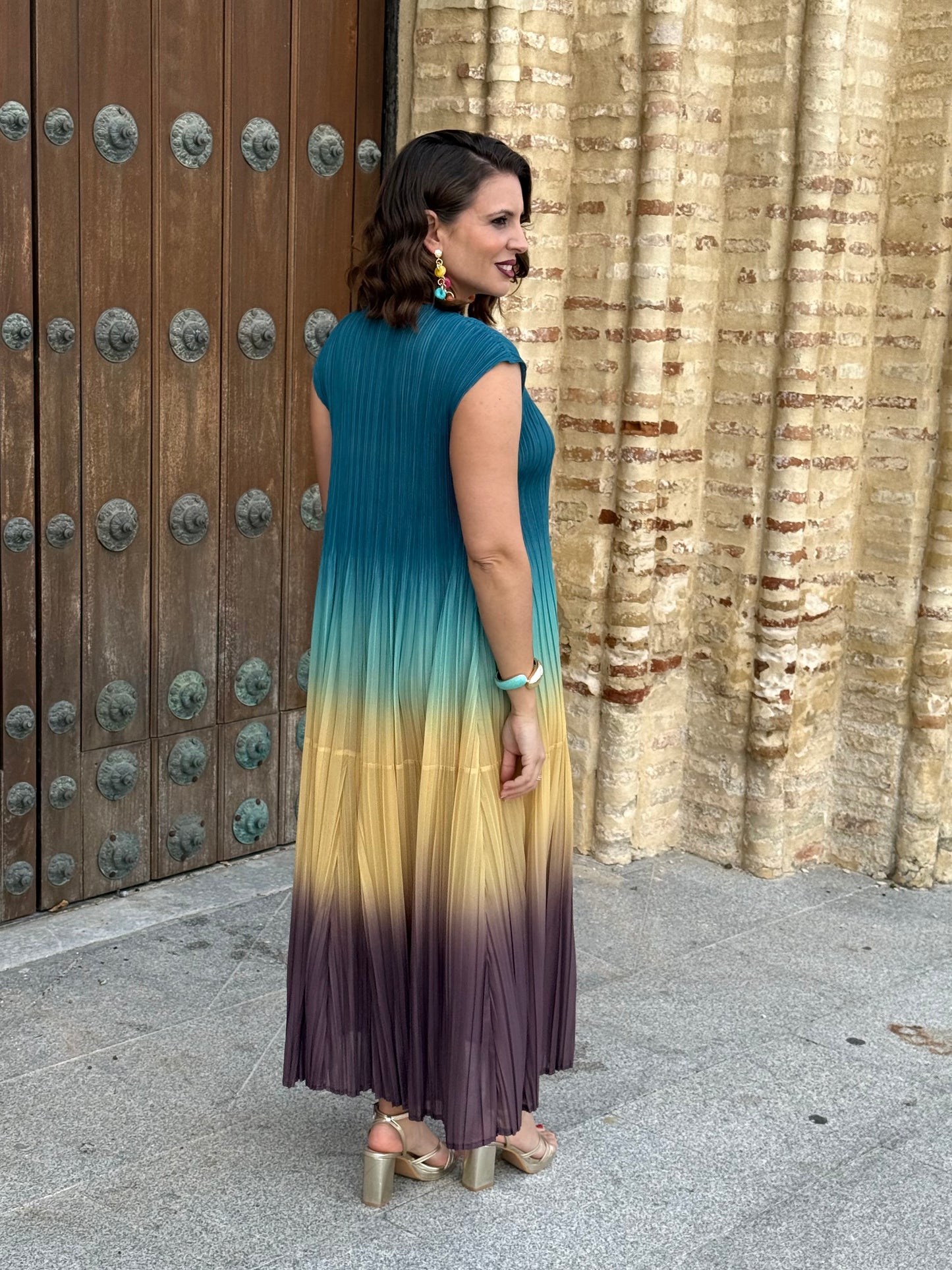 Vestido Armonía Turquesa/Marrón