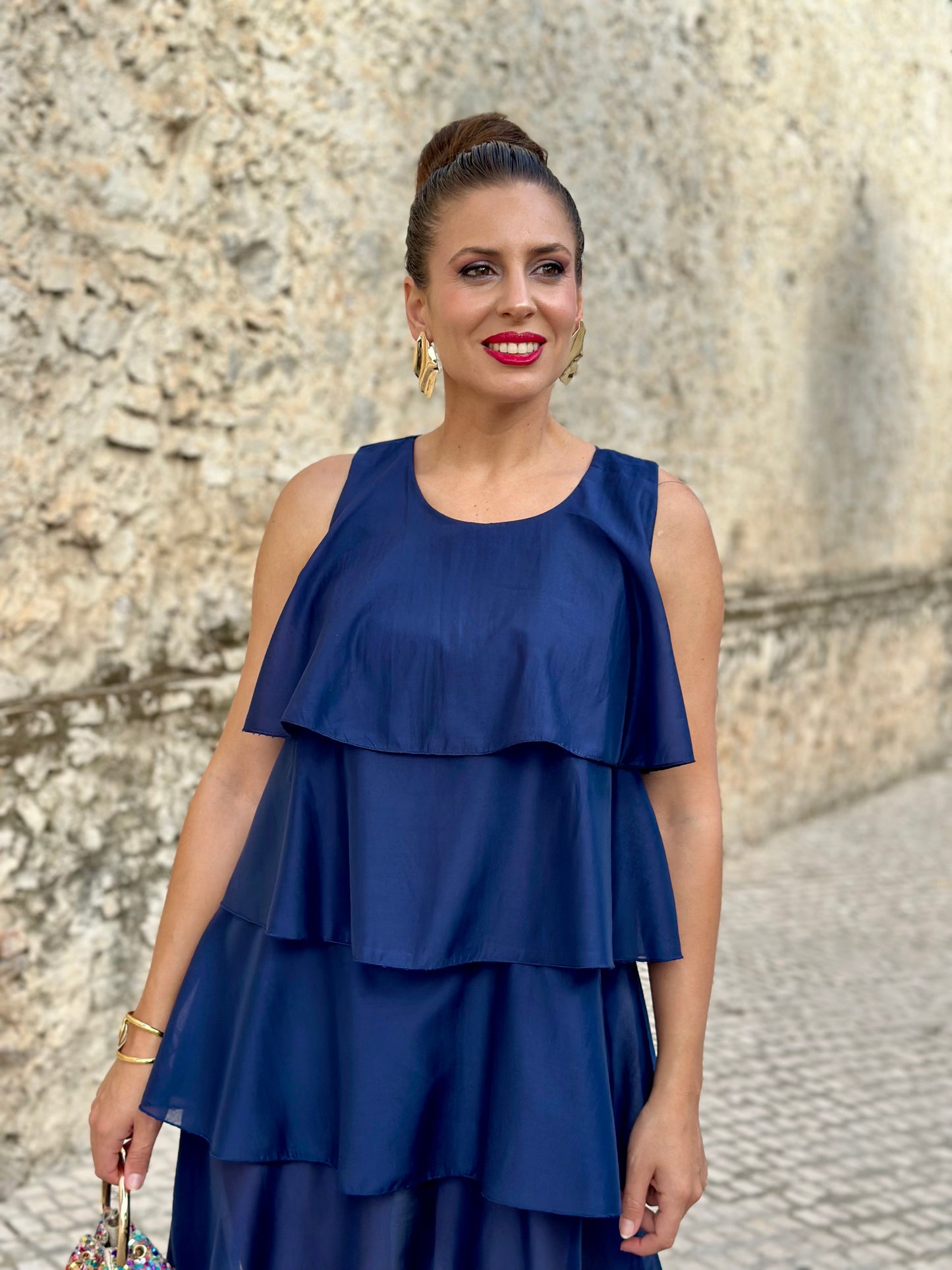 Vestido Romántico Marino