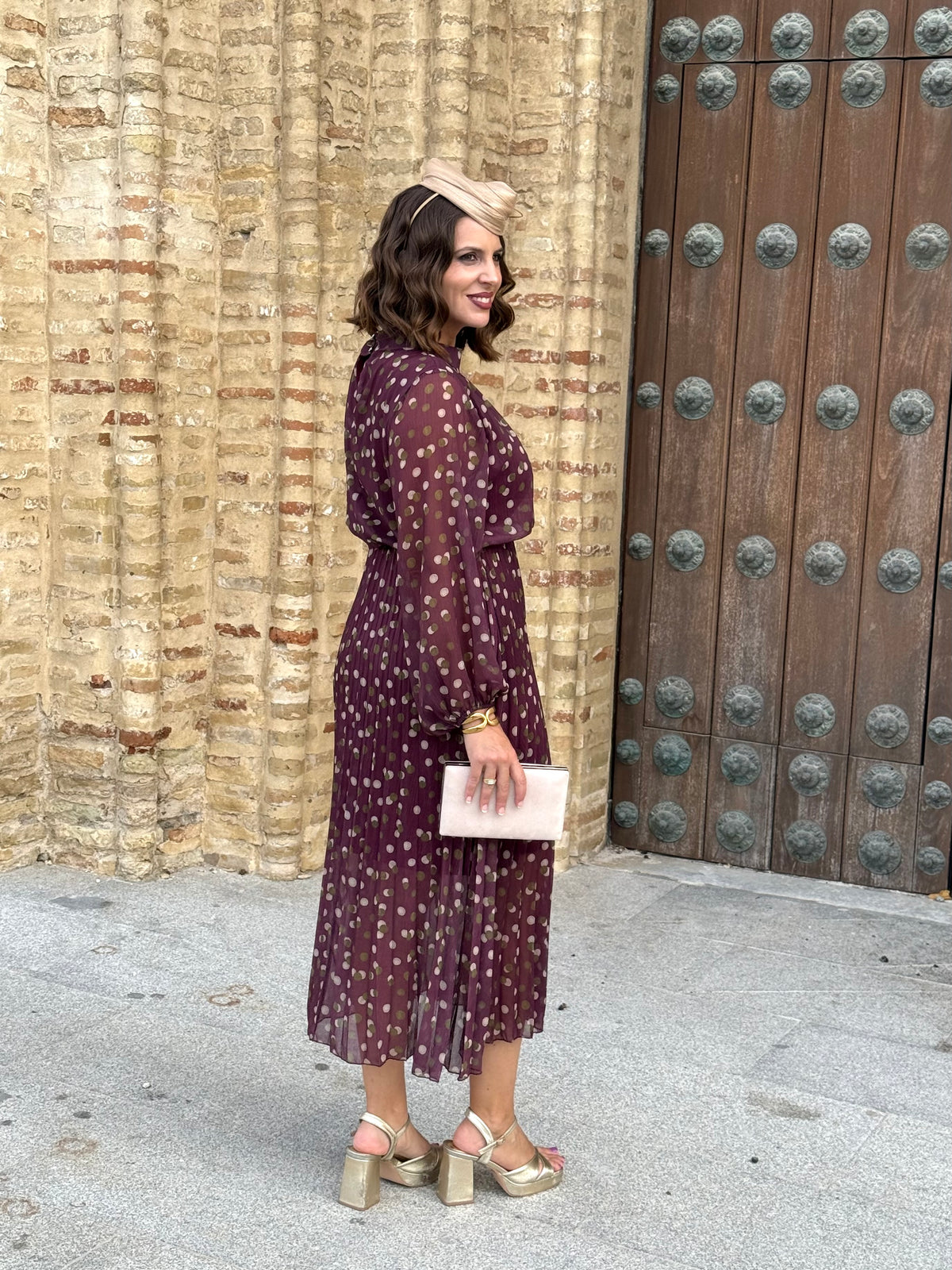 Vestido Julieta Lunares Burdeos