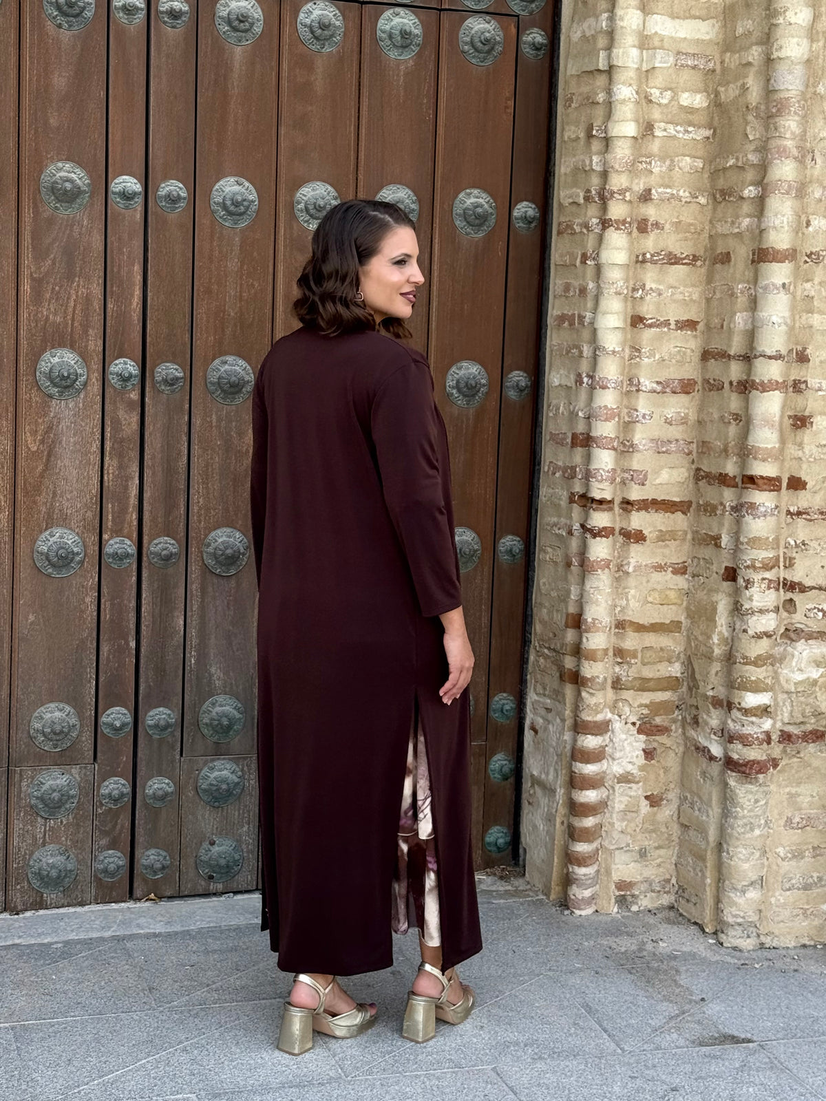Kimono Punto de Seda Marrón