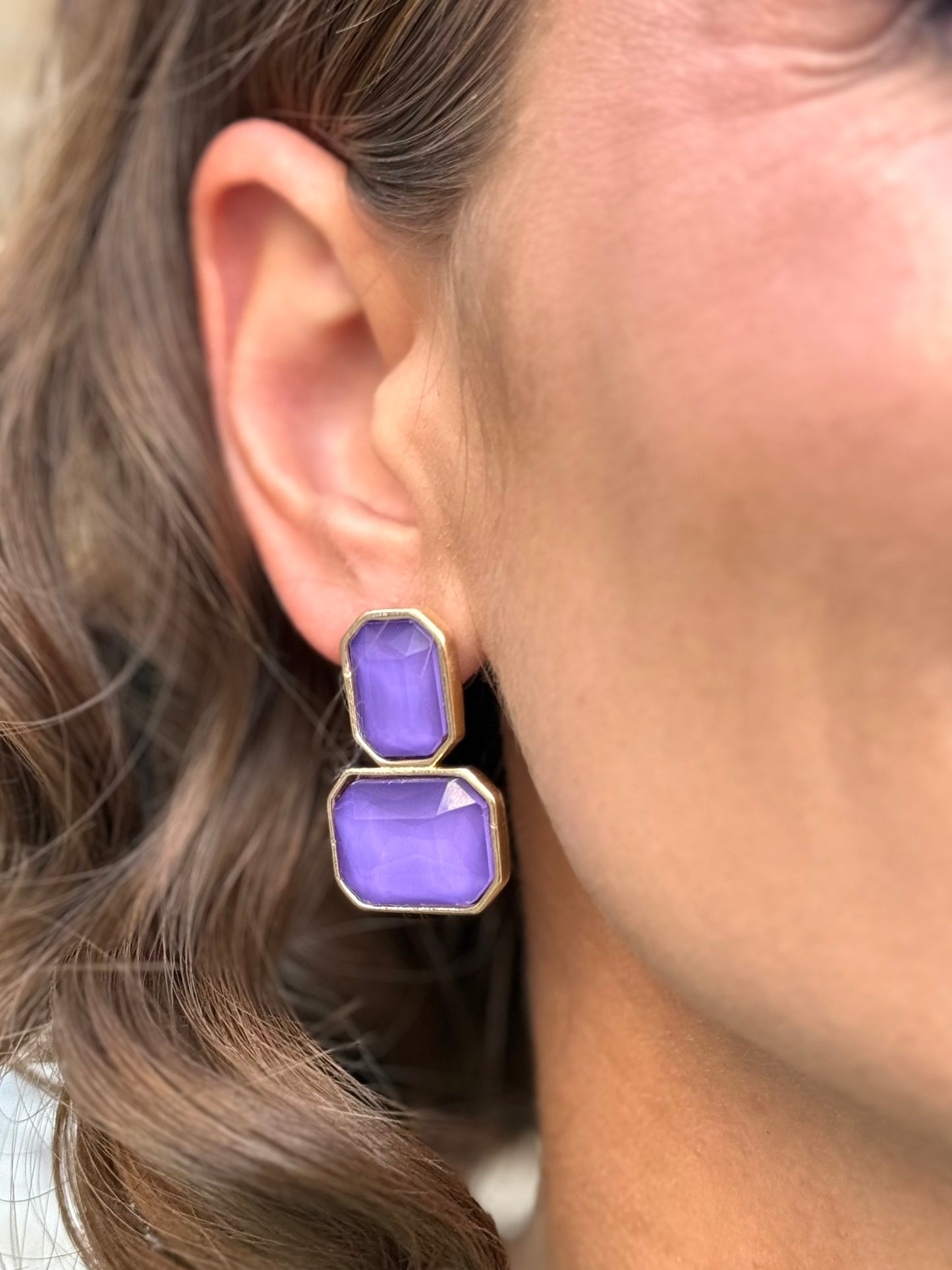 Pendientes Luna Morado