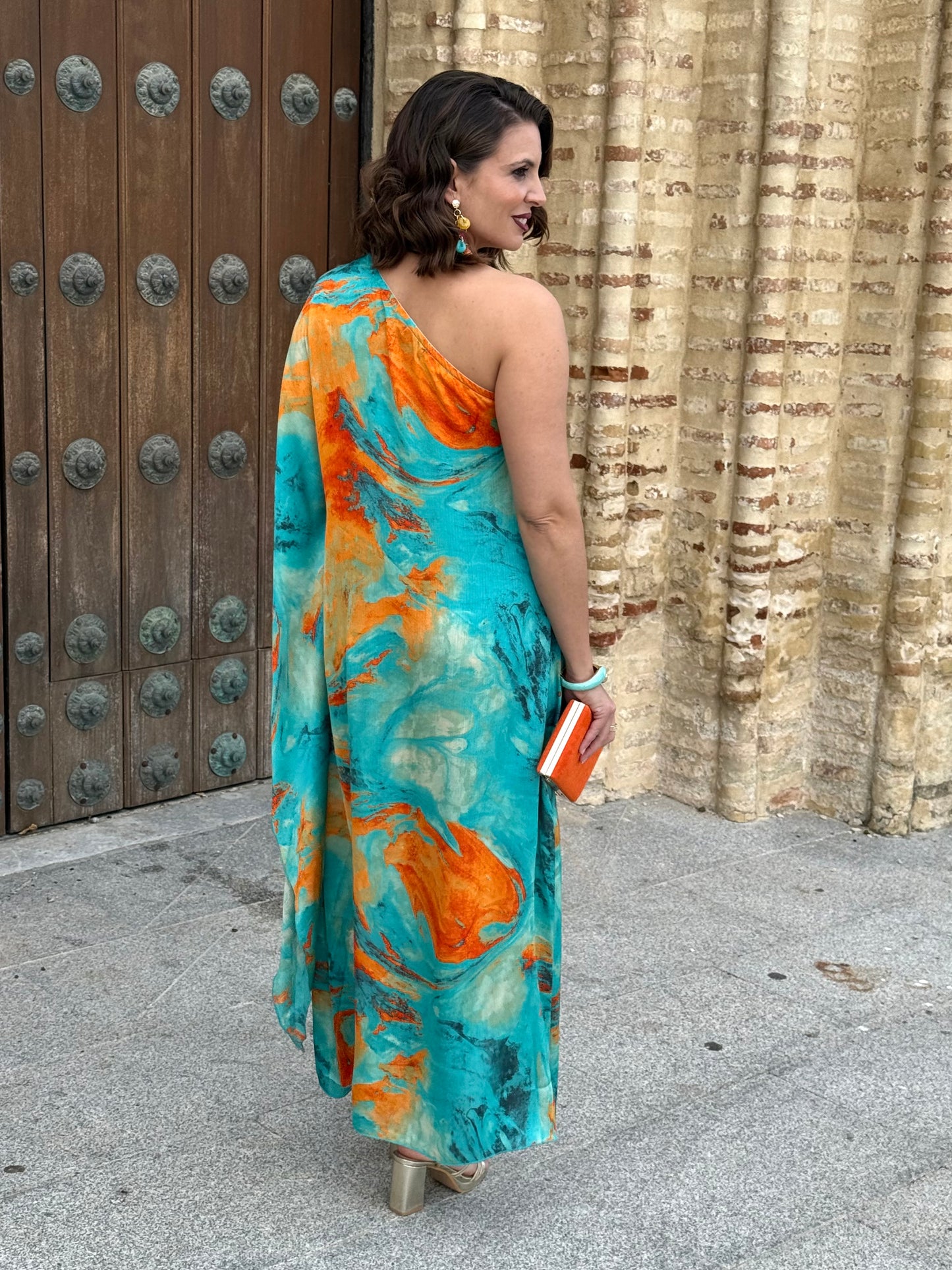 Vestido Casandra Turquesa/Naranja