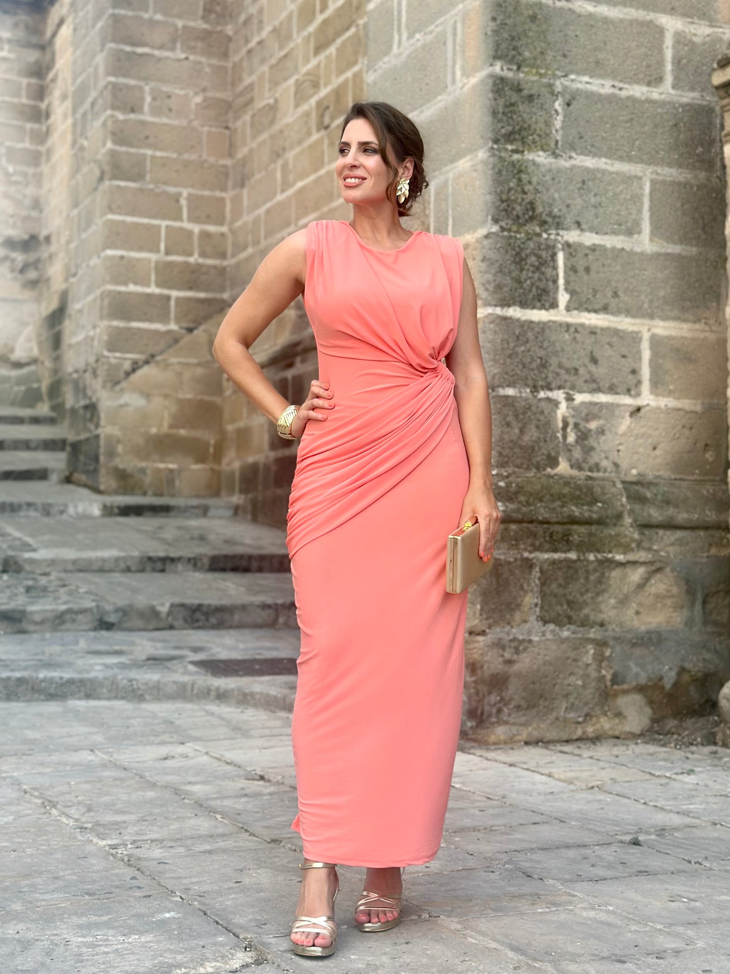 Vestido Grecia Melocotón