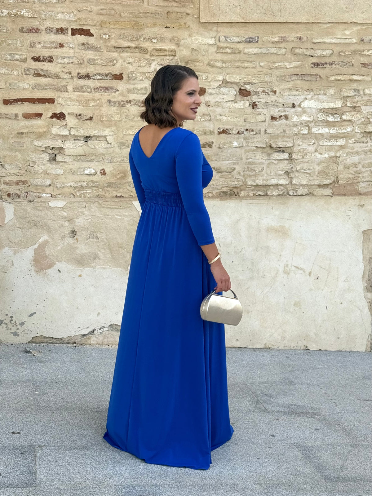 Vestido Zafira Manga Azul Añil