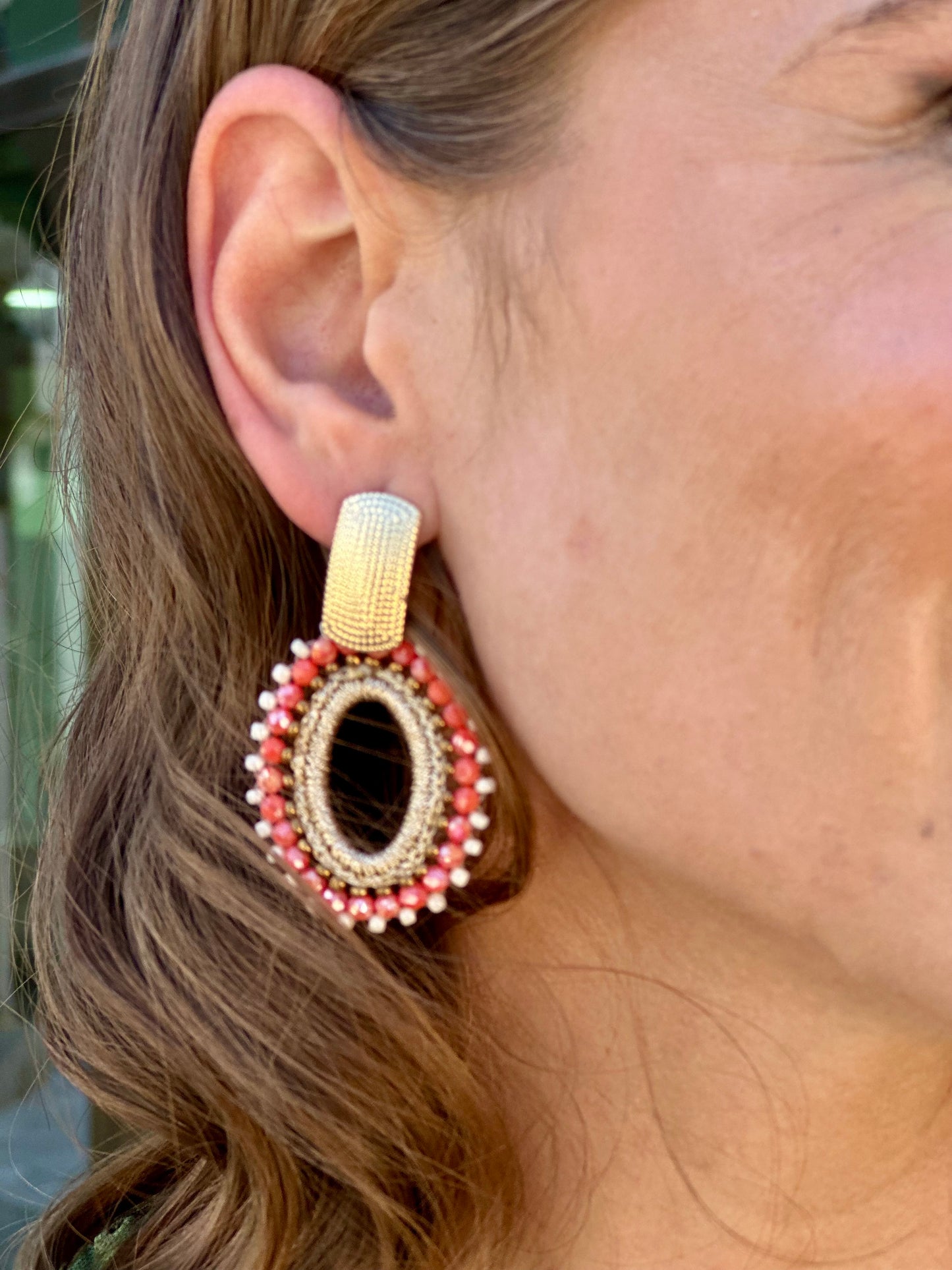 Pendientes Alange Coral Oscuro