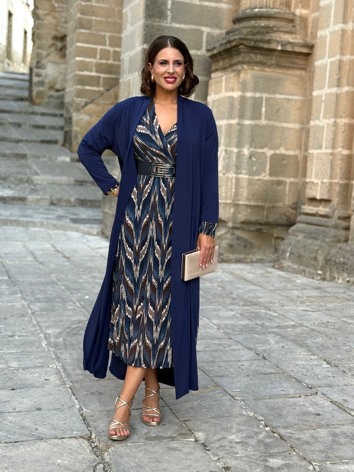 Kimono Punto de Seda Azul Marino