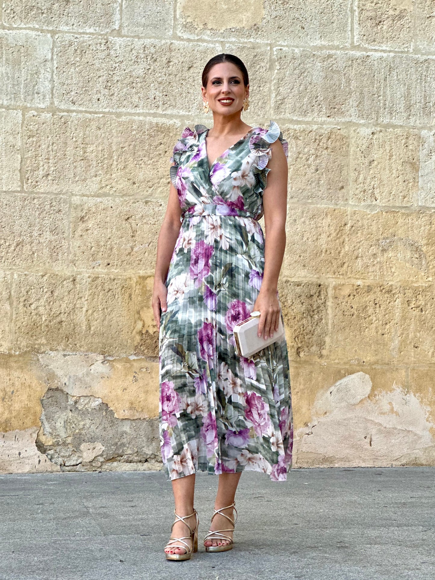 Vestido Luz Floral kaki
