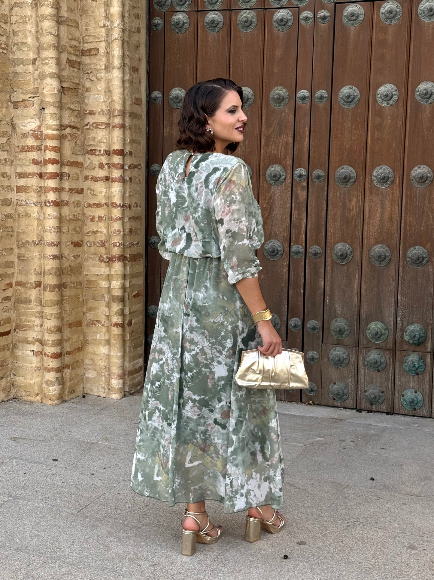 Vestido Mónica Floral Verde kaki