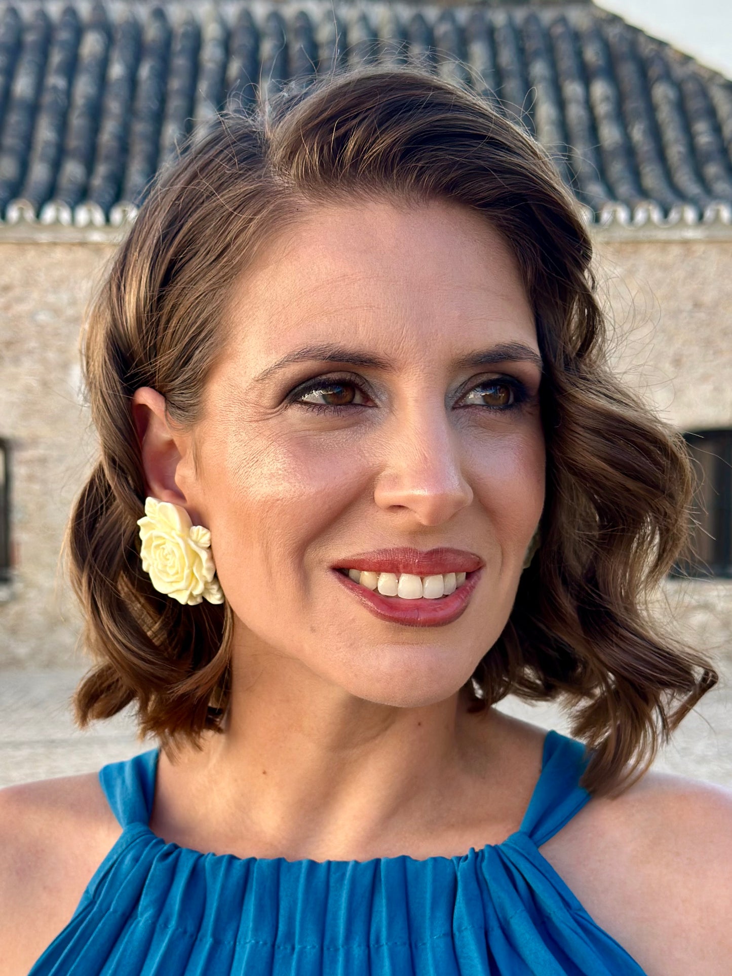 Pendientes Flora Blanco