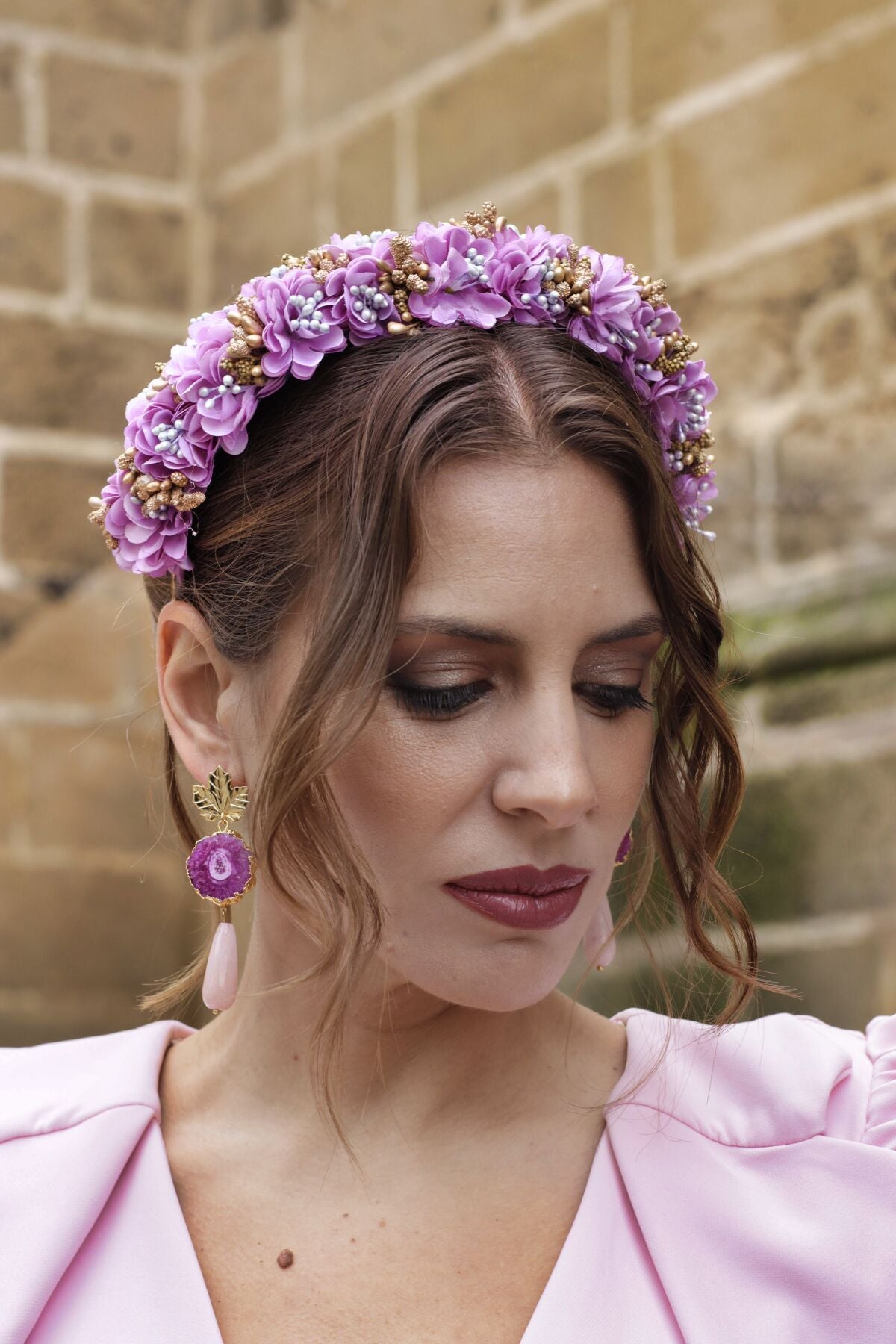 Diadema Floral Malva