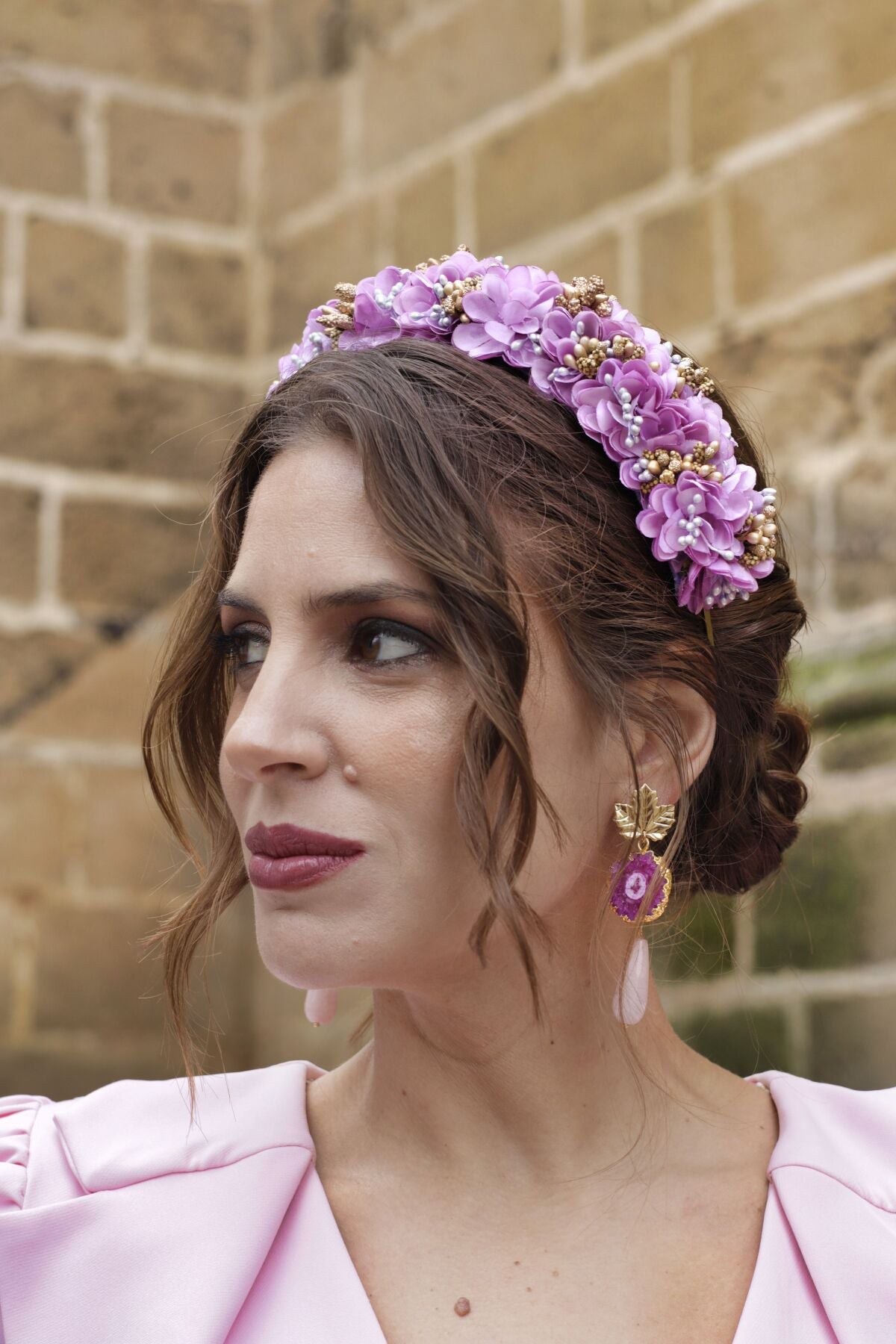 Diadema Floral Malva