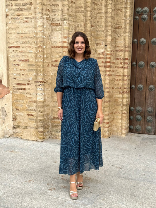 Vestido Miriam Estampado Azul