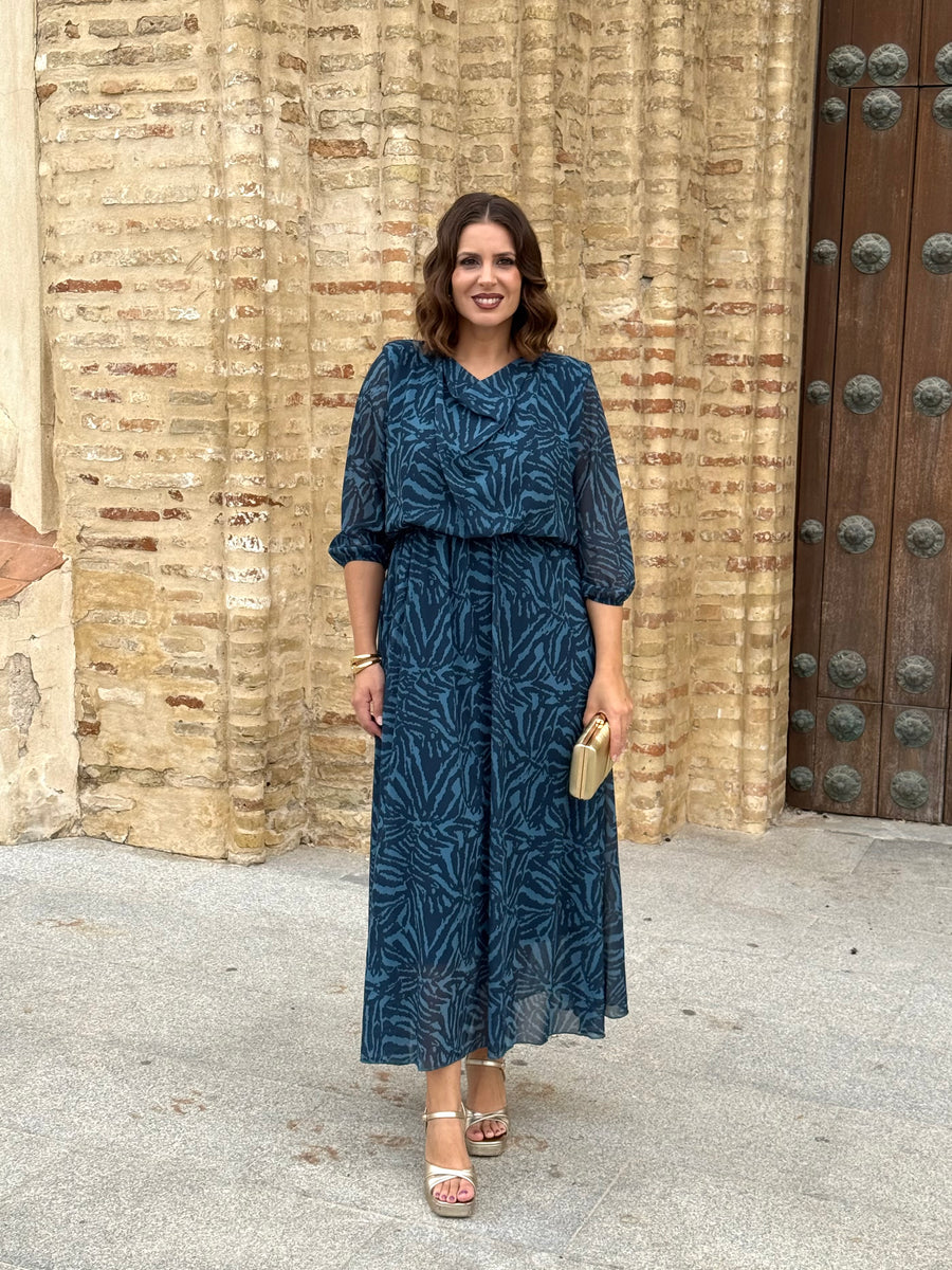 Vestido Miriam Estampado Azul