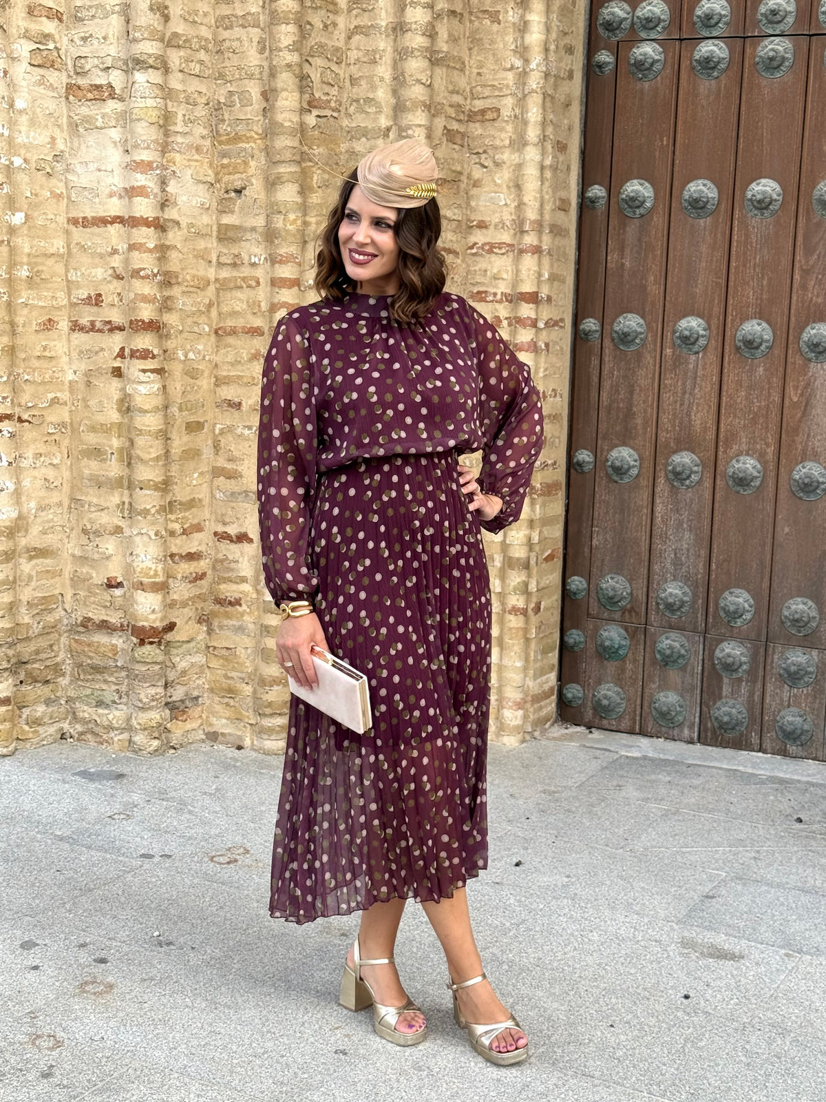 Vestido Julieta Lunares Burdeos