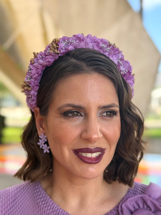 Diadema Floral Malva