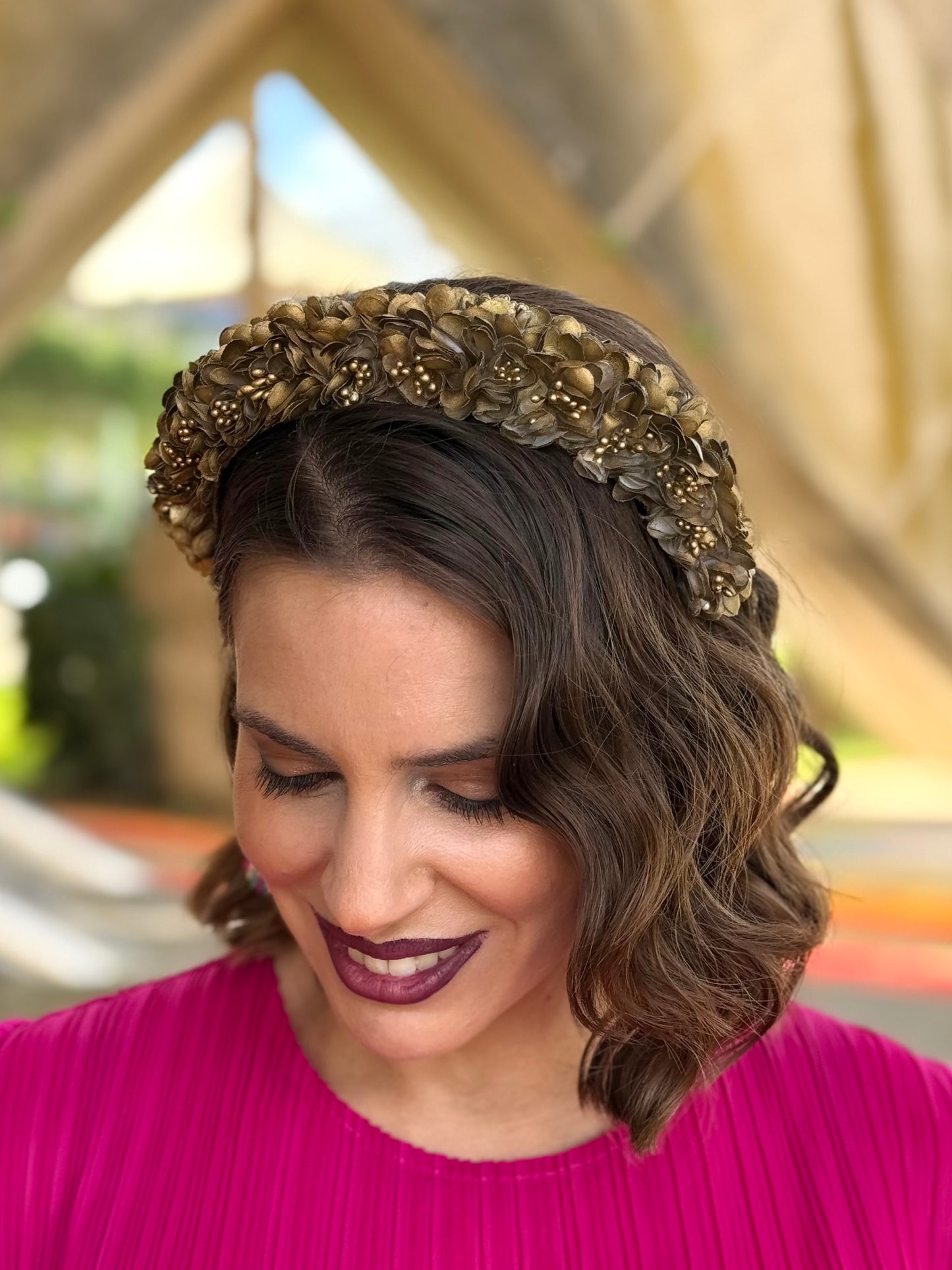 Diadema Floral Dorada