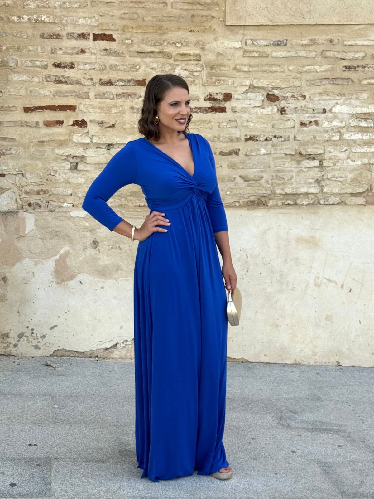 Vestido Zafira Manga Azul Añil