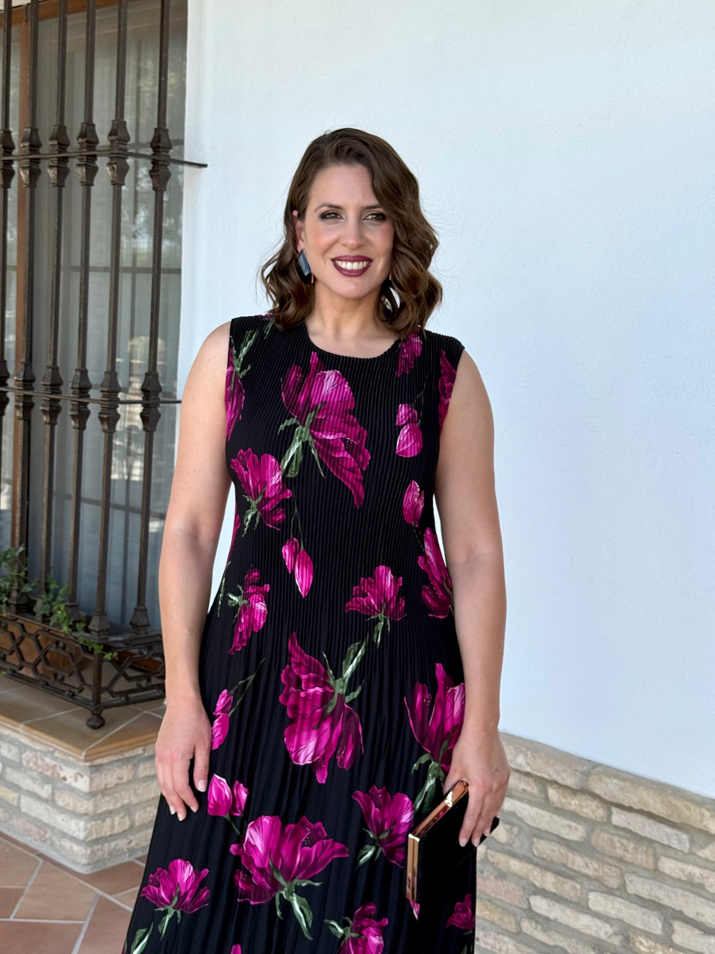 Vestido Amapola Negro/Buganvilla