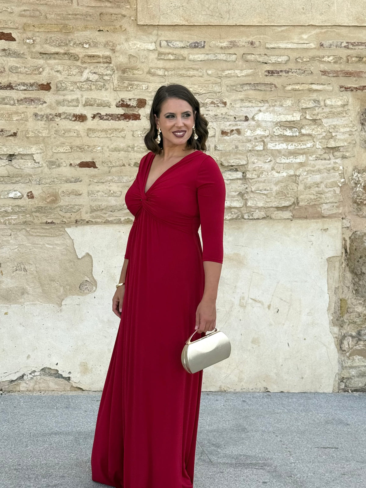 Vestido Zafira Manga Rojo Sangre
