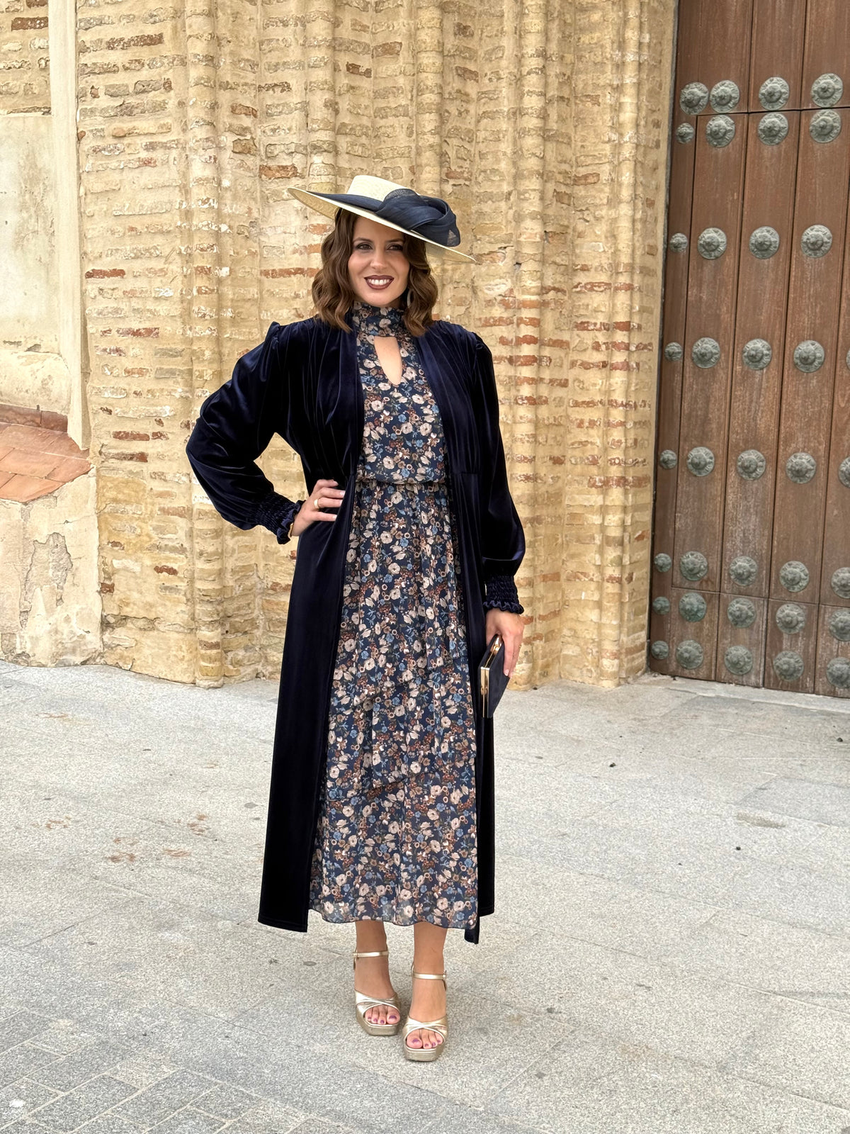 Kimono Karina Terciopelo Azul Marino