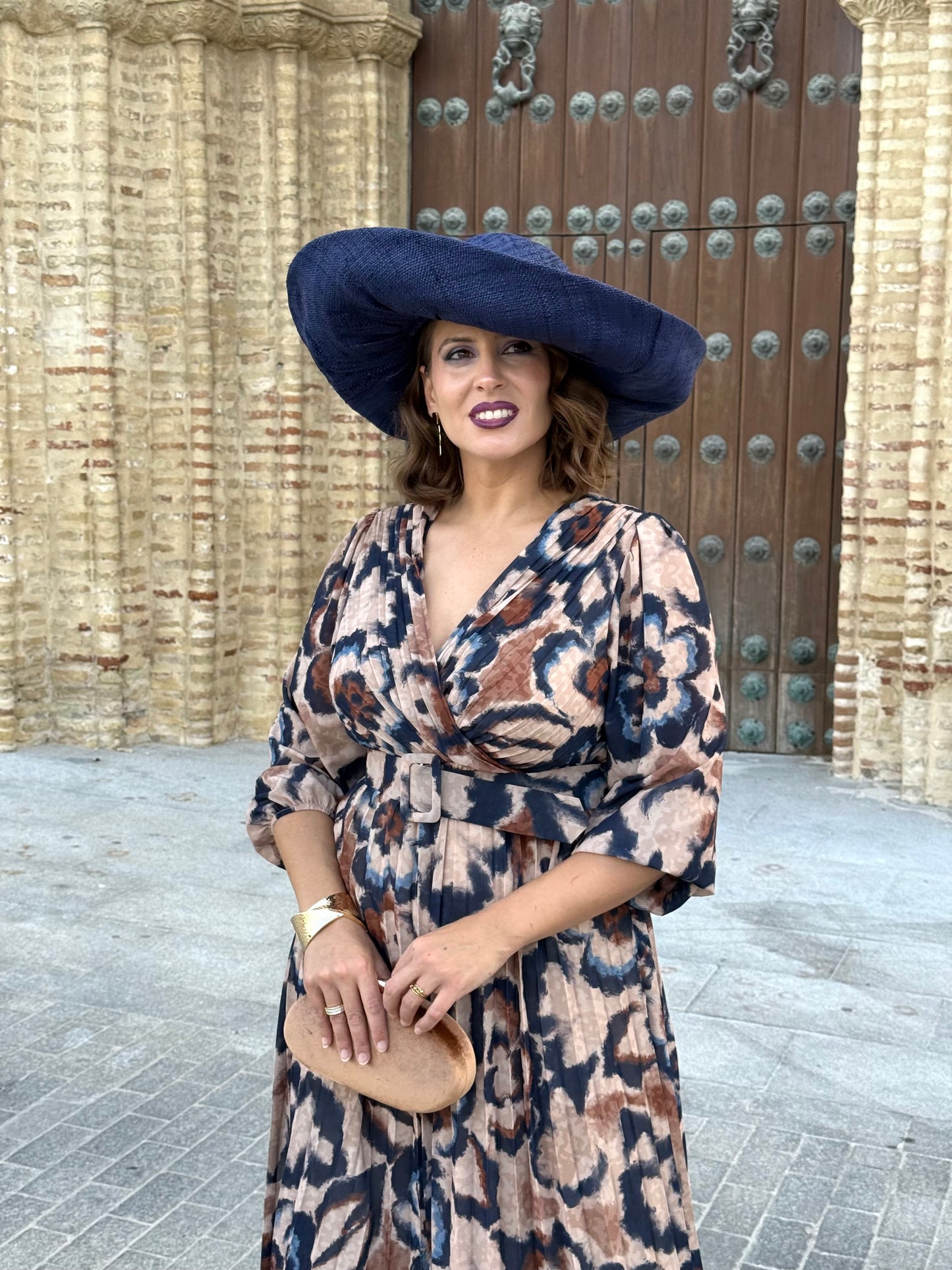 Vestido Azahara Azul/Camel