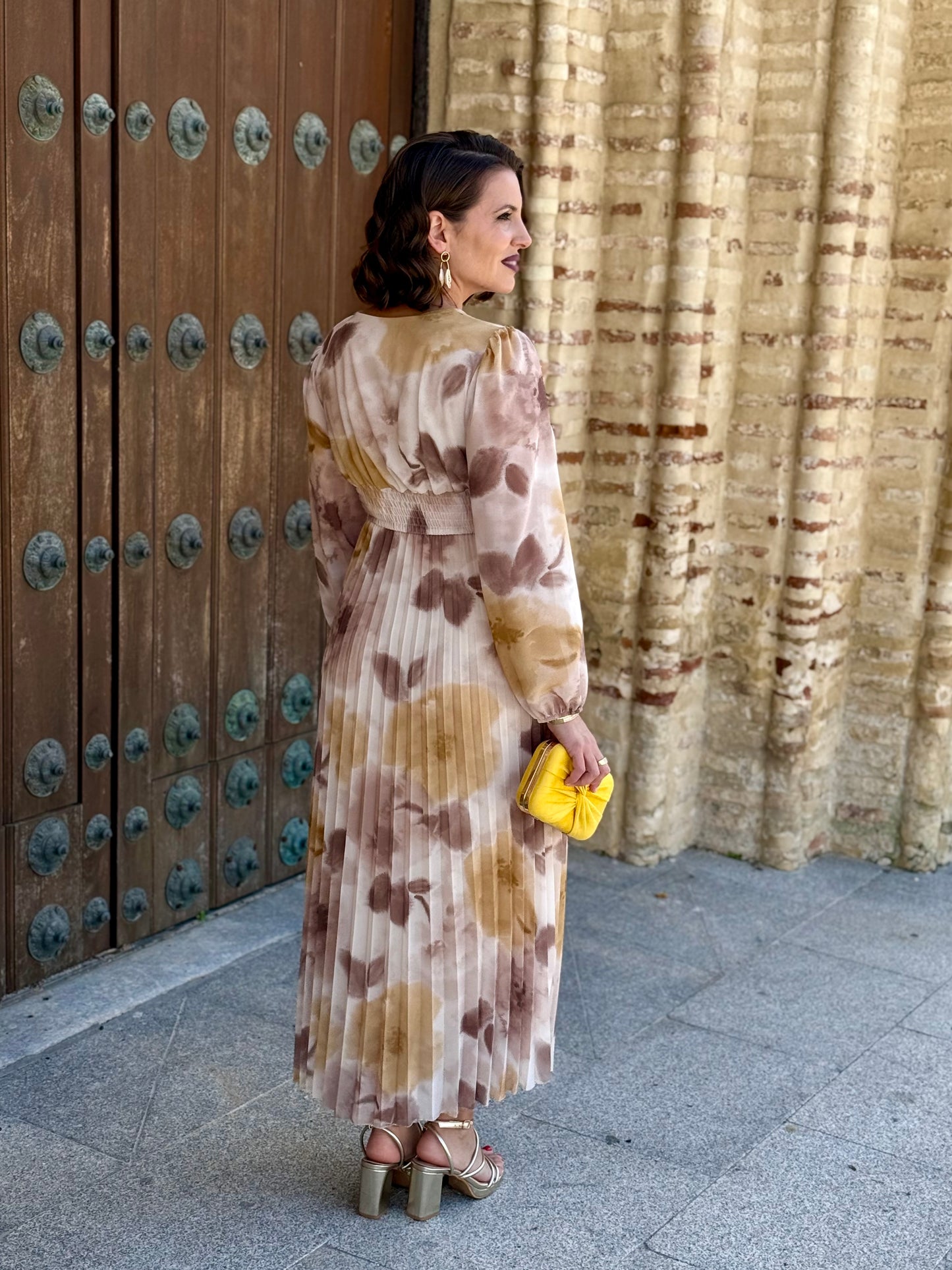 Vestido Nadia Floral Camel