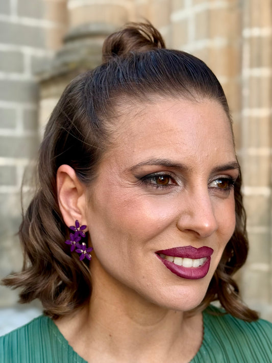 Pendientes Triflor Morado