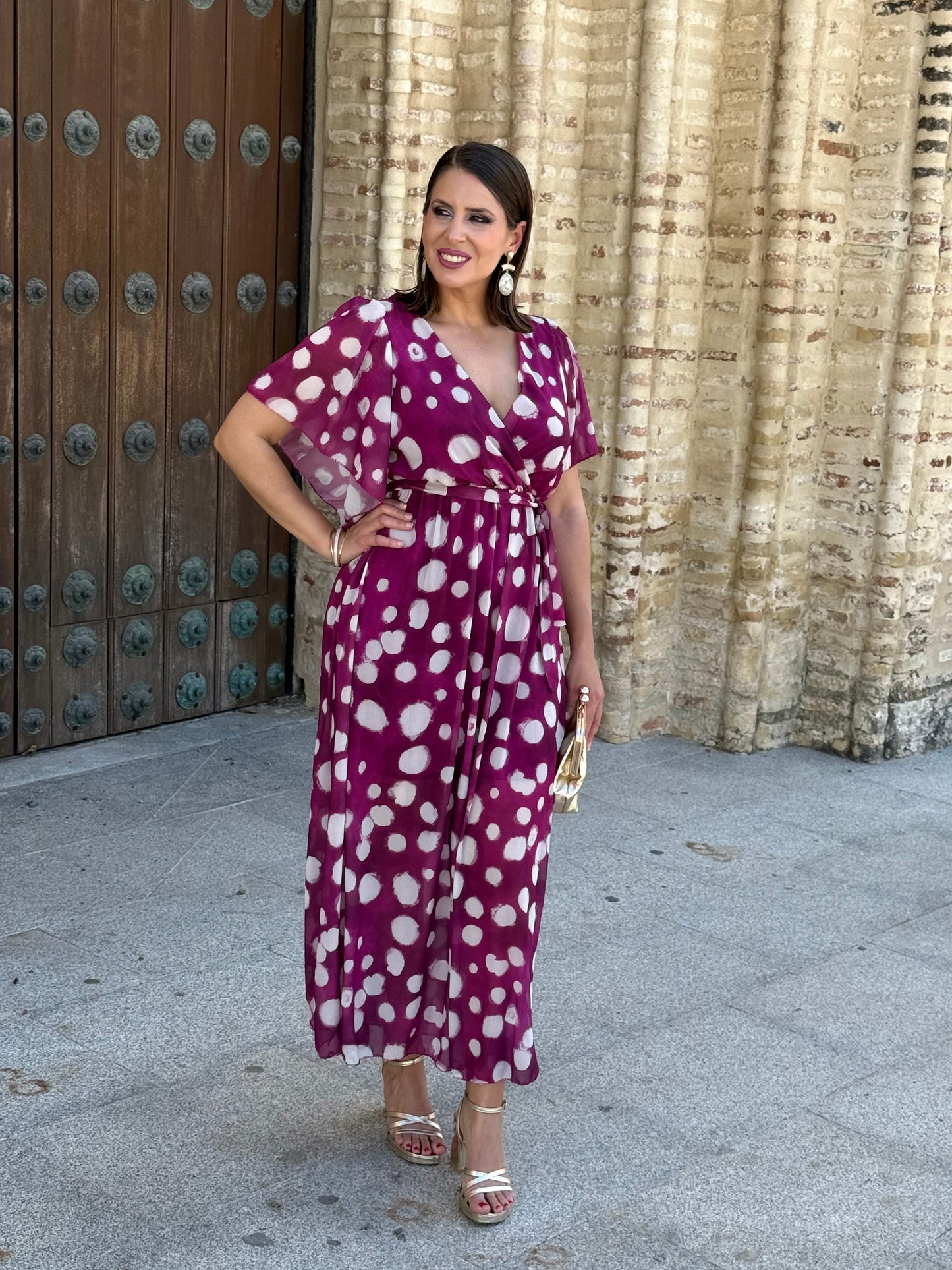 Vestido Sabina M/C Lunar Buganvilla