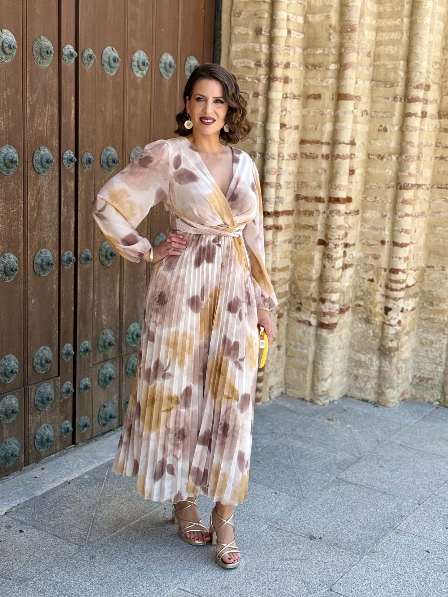 Vestido Nadia Floral Camel