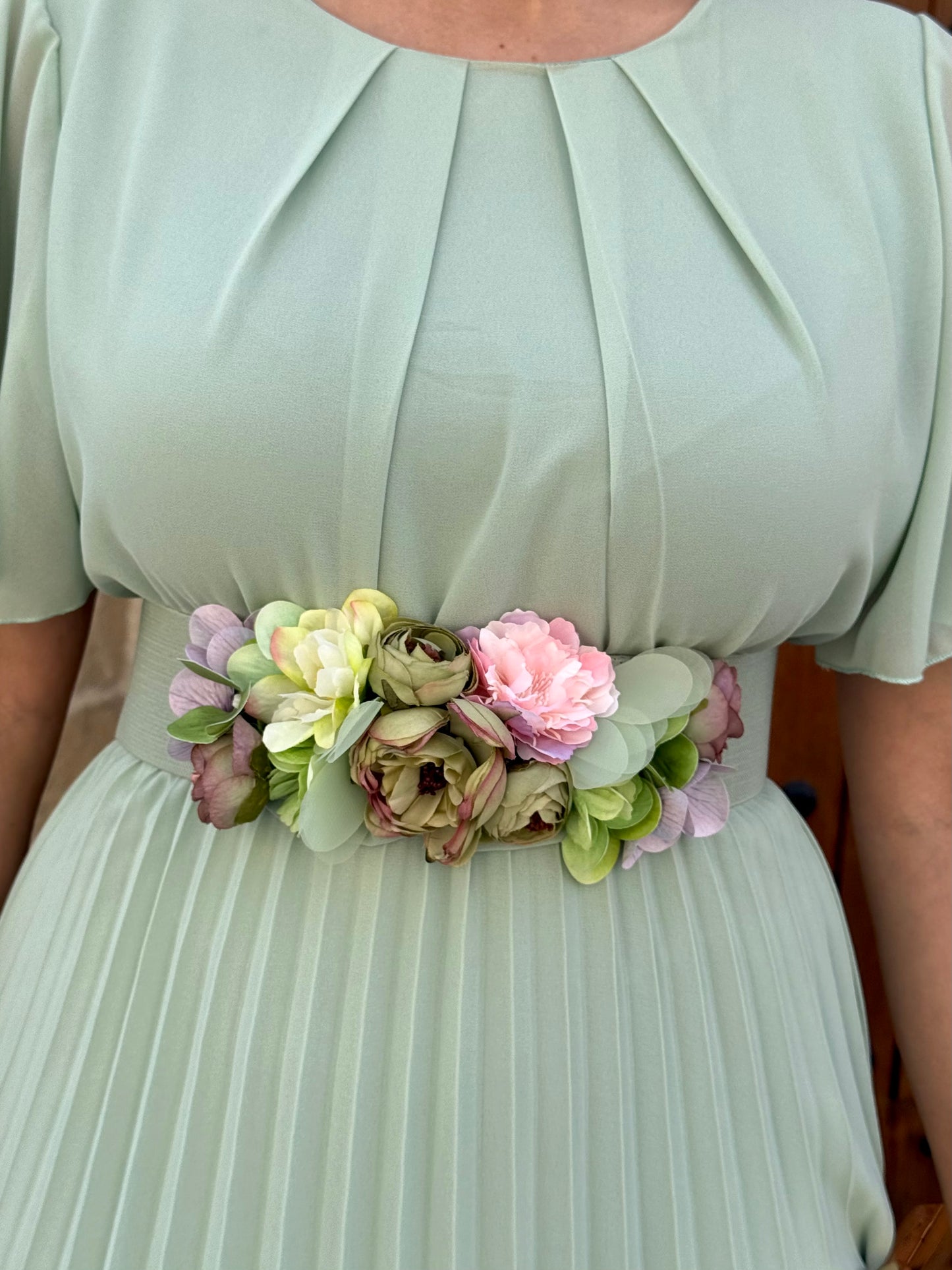 Cinturón Floral Verde Agua