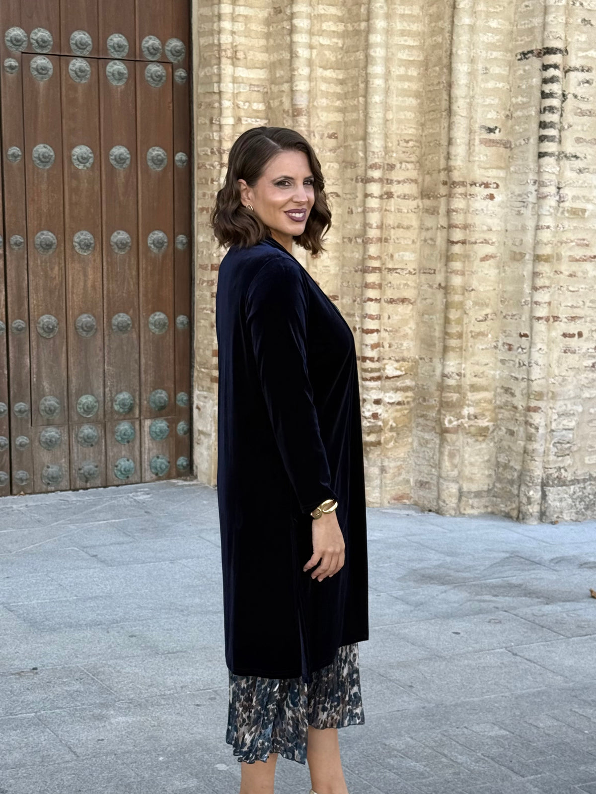 Kimono de Terciopelo Azul Marino