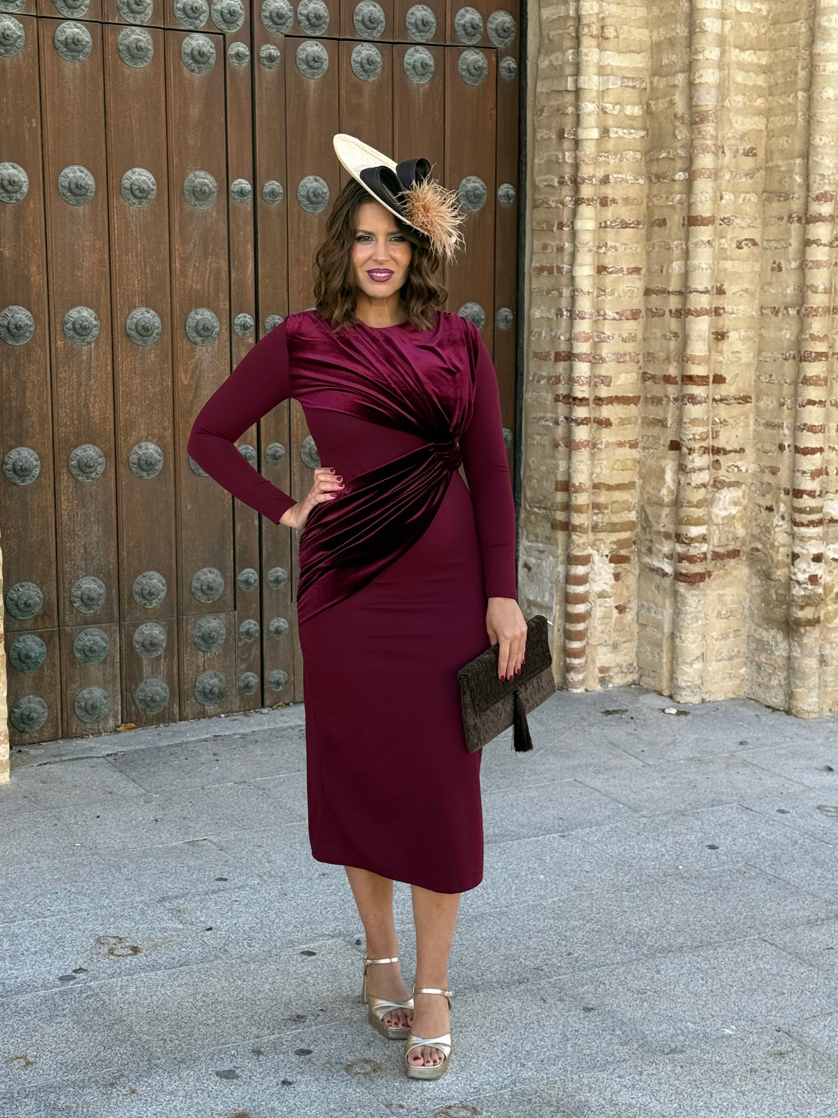 Vestido Velvet Terciopelo Burdeos