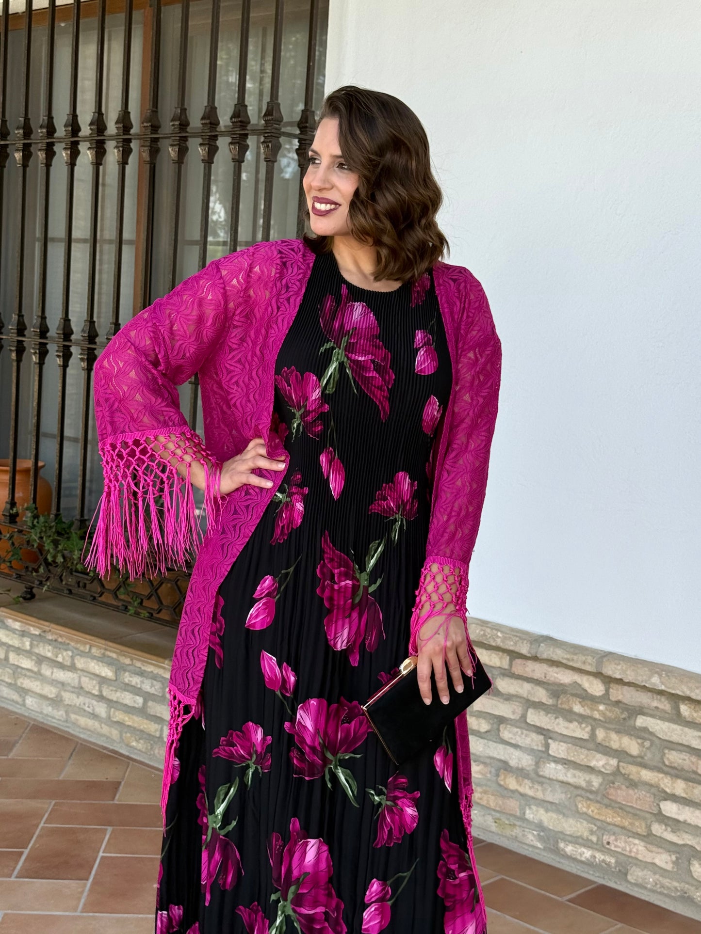Kimono Chal De Encaje Buganvilla