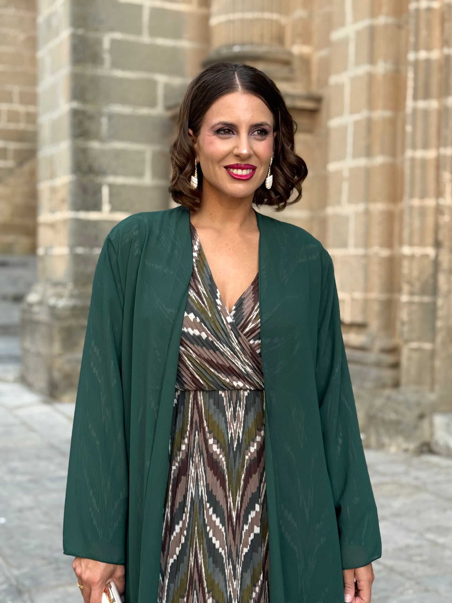 Kimono de Gasa Verde Botella