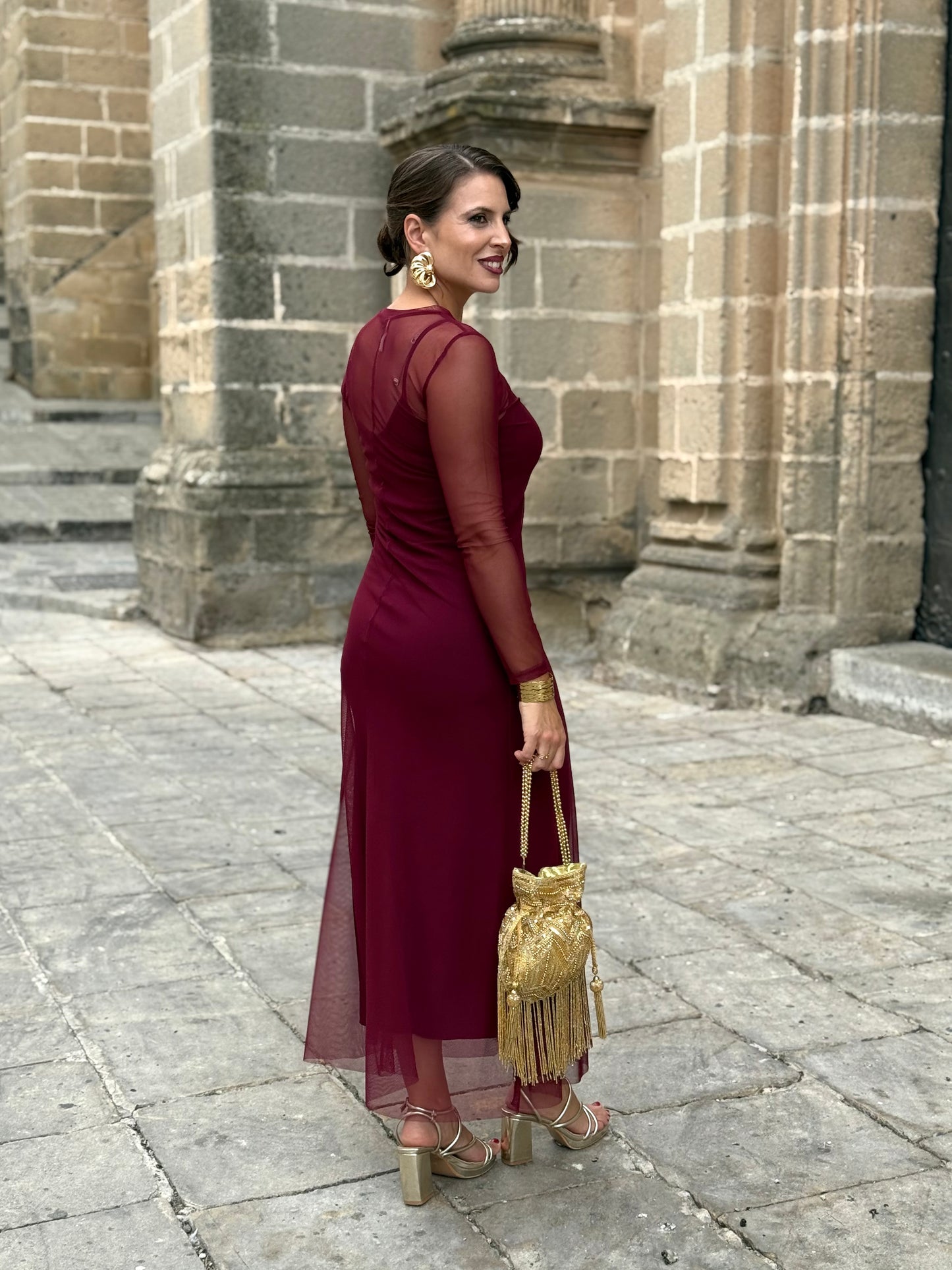 Vestido Aura Burdeos
